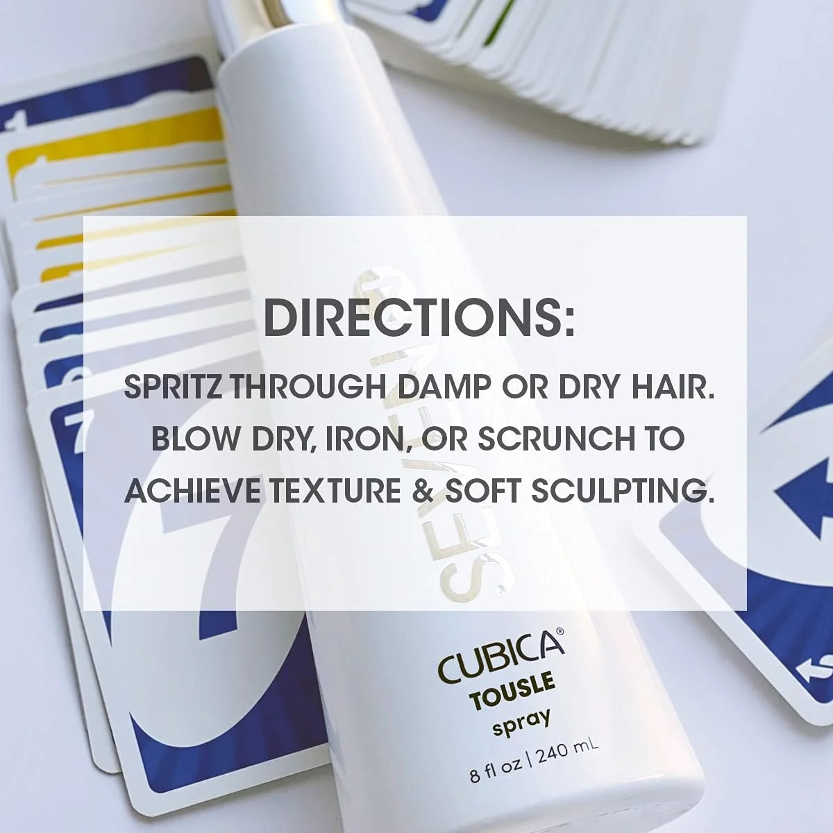 اسپری بافت دهنده مو سِوِن کوبیکا توسل، یک اسپری حالت دهنده سبک و خشک که حجم و موج ایجاد می کند، رایحه منحصر به فرد سِوِن، 236 میلی لیتر