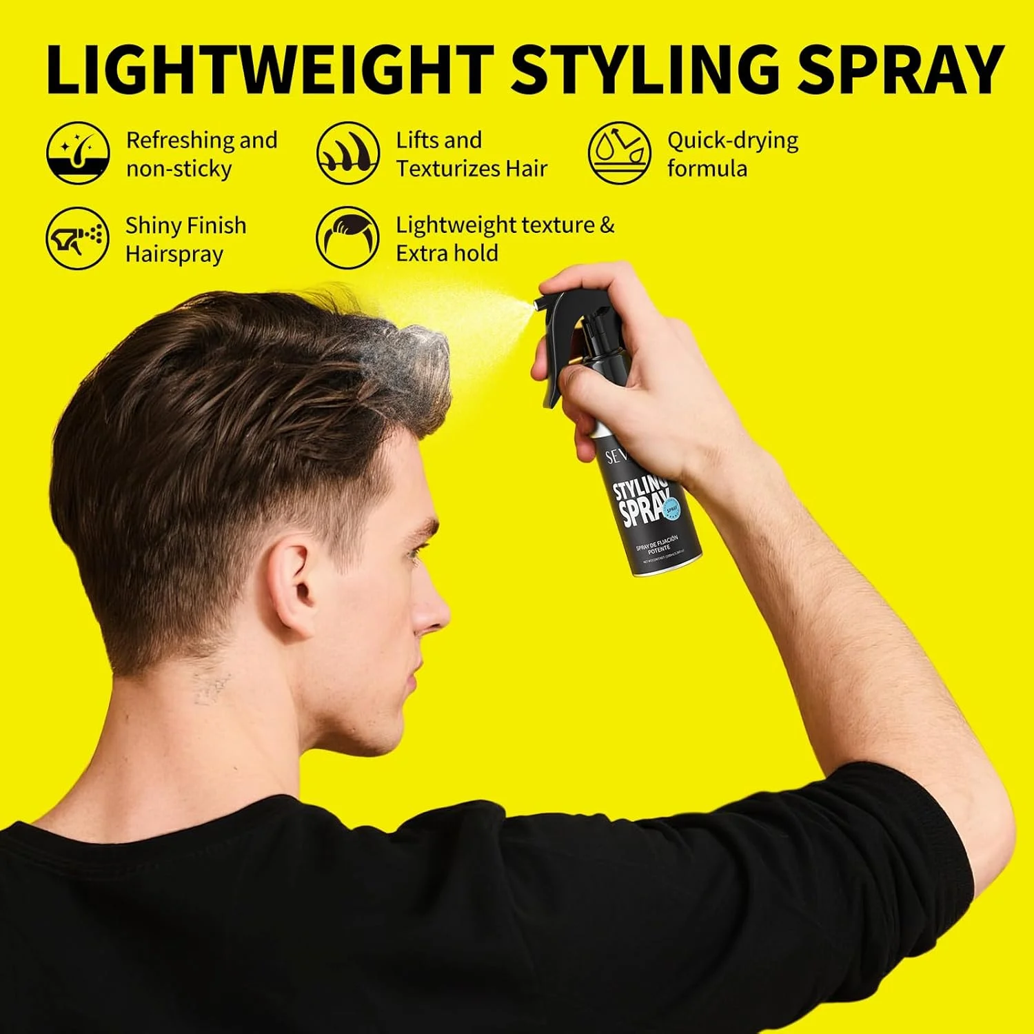 اسپری حالت دهنده مو مردانه SEVICH - اسپری موی قوی، حاوی عصاره گیاهی، حالت دهی ماندگار، با طراوت و غیر چرب، استفاده آسان، 100 میلی لیتر