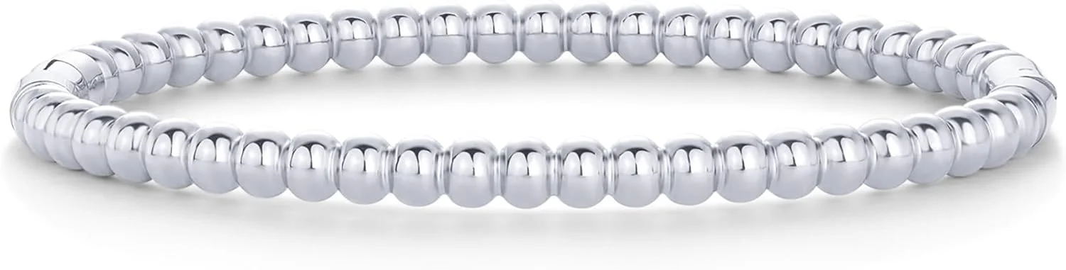 دستبند النگویی مهره ای استیل با روکش طلای 14 عیار PAVOI زنانه | سایز 6.5 یا 7 اینچ