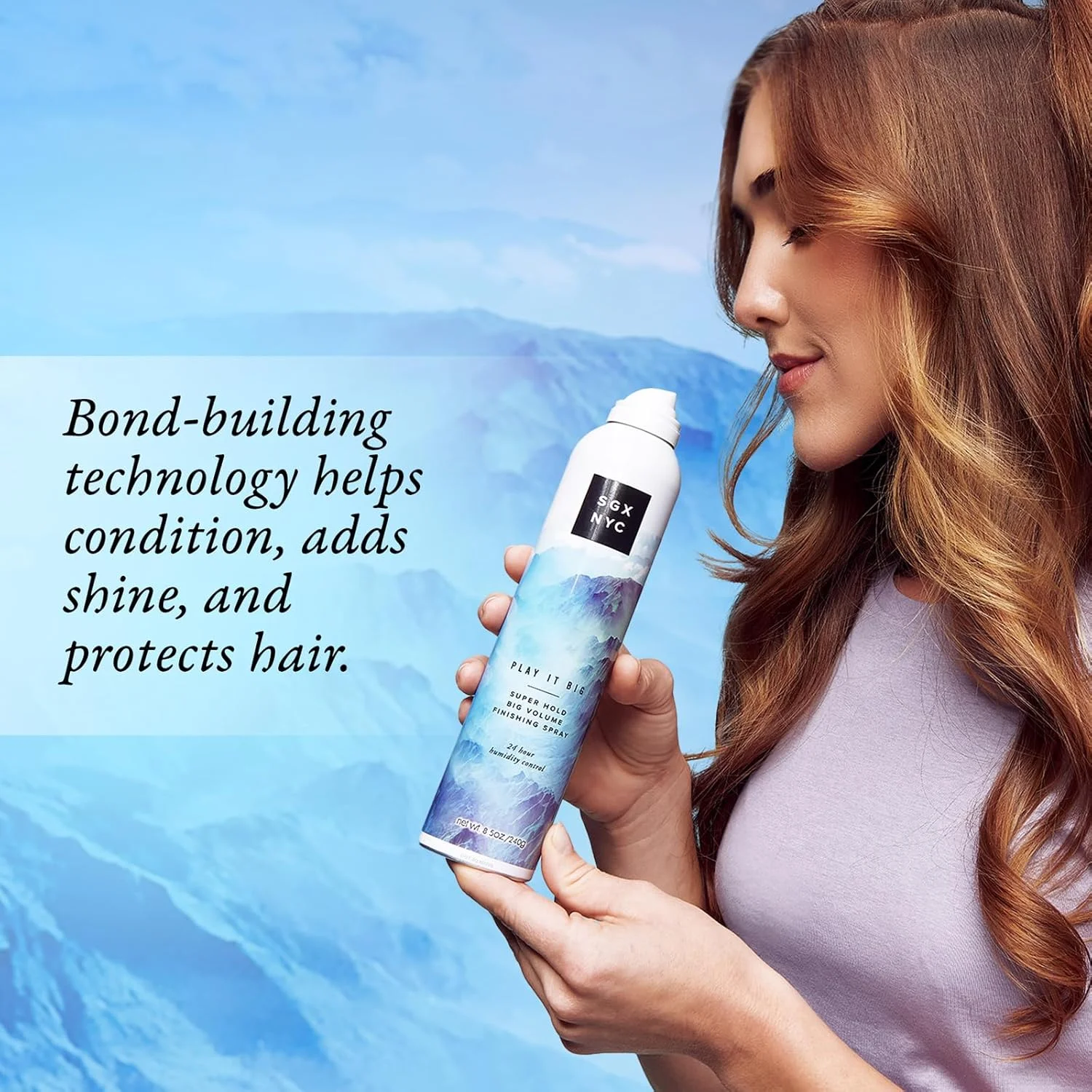 اسپری مو حجم دهنده و حالت دهنده SGX NYC Play it Big - اسپری مو با ماندگاری طولانی و ضد وز - بدون پارابن و حاوی روغن نارگیل - 250 میلی لیتر