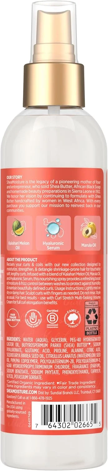 اسپری احیا کننده و کشش دهنده موی فر SheaMoisture، حاوی روغن هندوانه کالاهاری، 236 میلی لیتر