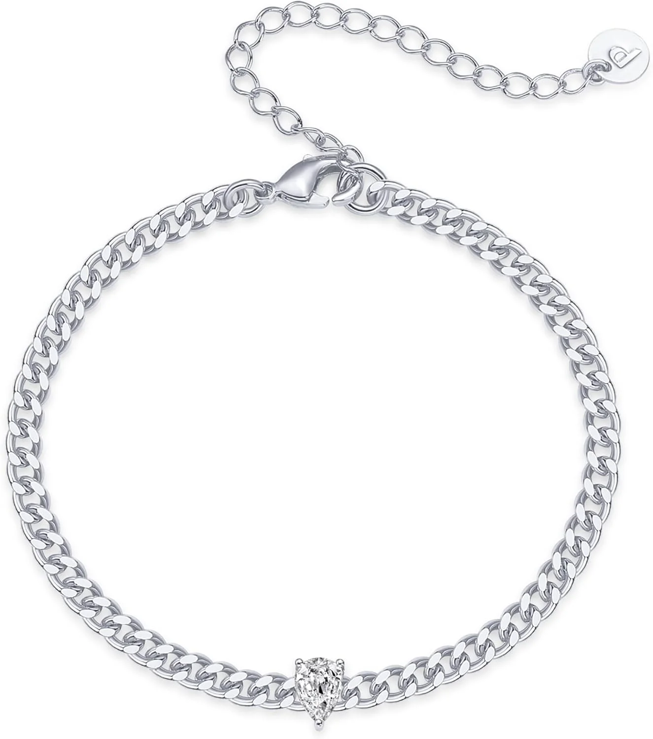 دستبند تک نگین زیرکونیا مکعبی با روکش طلای 14 عیار پاویو | جواهرات دستبند زنجیری زنانه