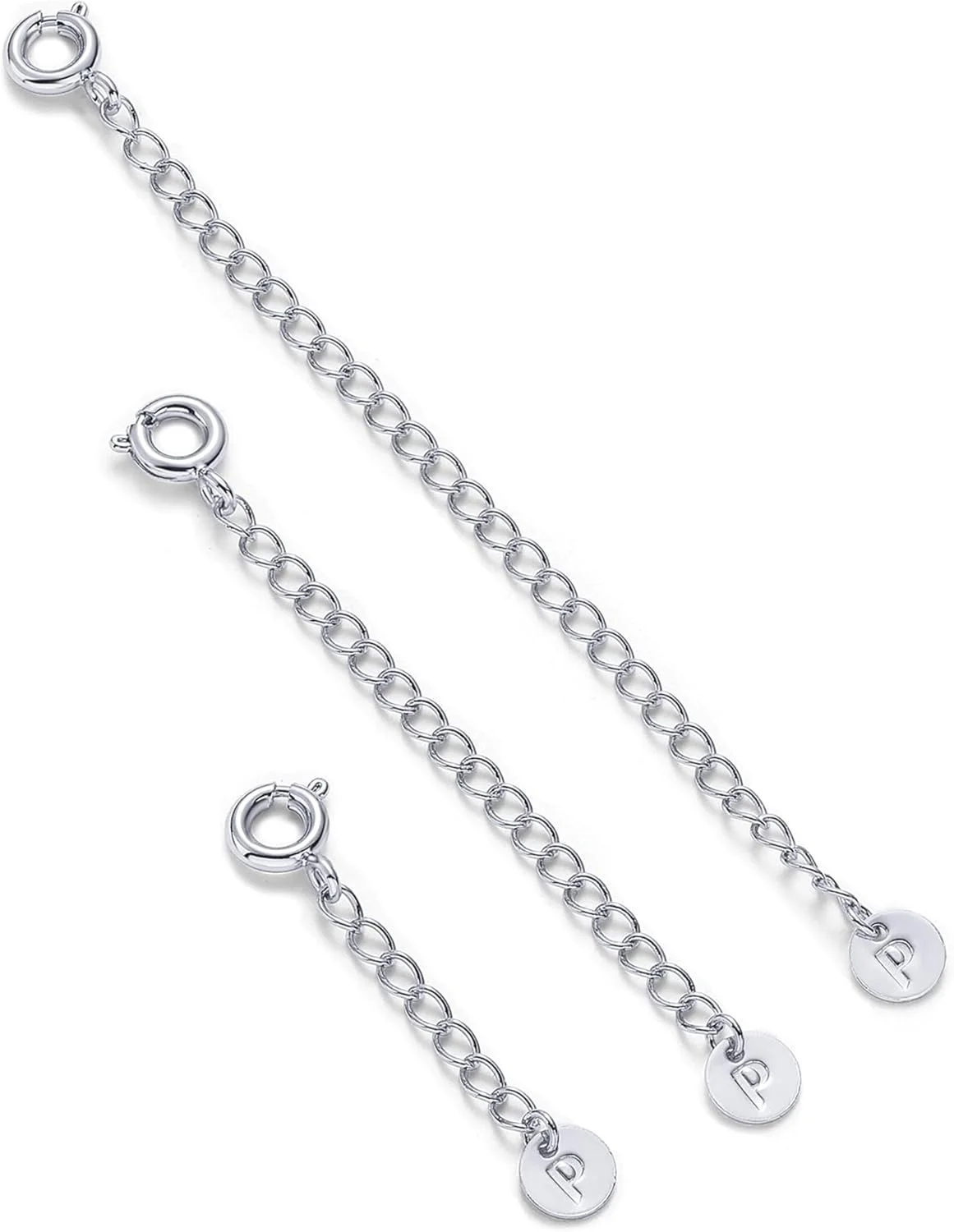 پک زنجیر افزایش طول گردنبند با روکش طلای 14 عیار پاوی برای زنان - مجموعه سه تایی افزایش دهنده طول گردنبند و دستبند طلایی با قفل حلقه ای - 1، 2، 3 اینچ