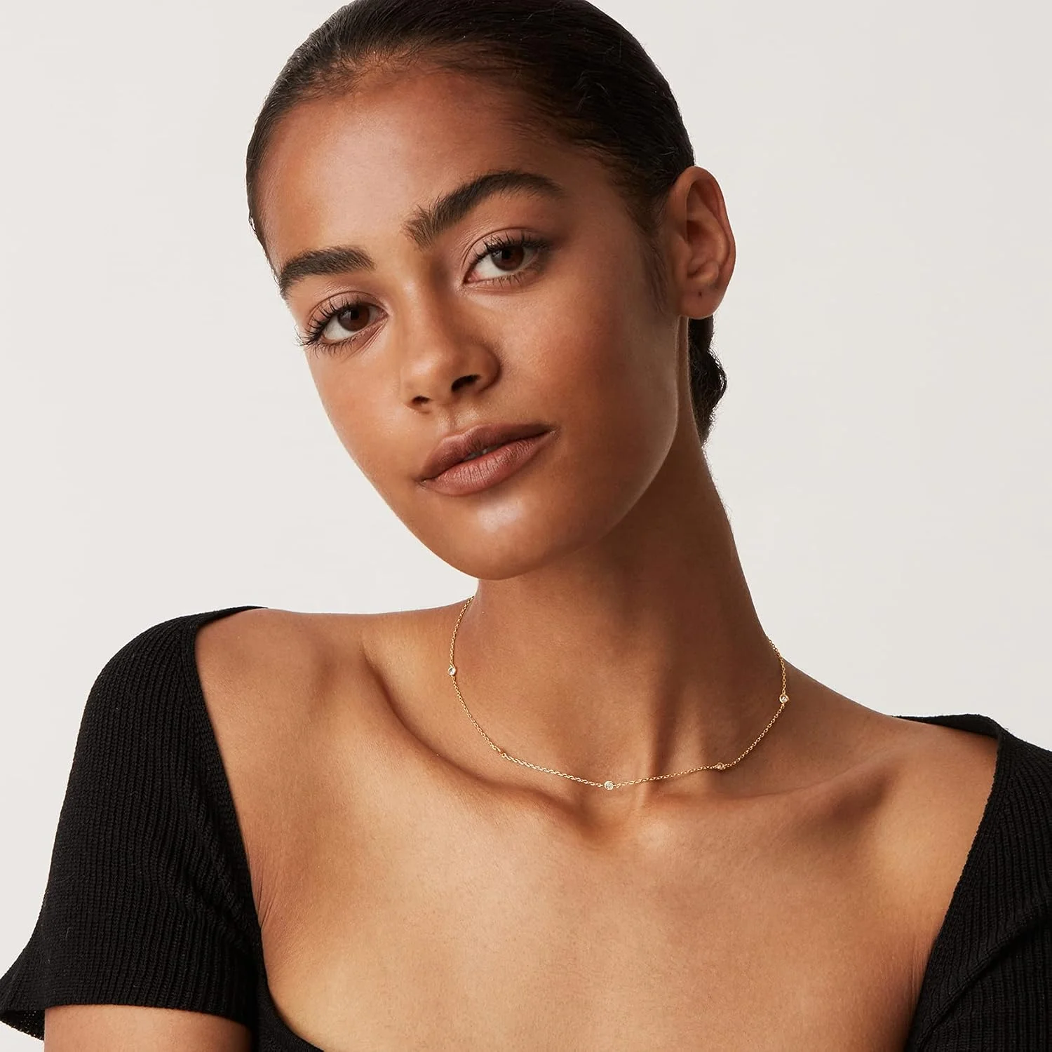 گردنبند استیشن روکش طلای سفید 14 عیار PAVOI | گردنبند BTY الماس مصنوعی | گردنبند زنجیره ای CZ زنانه | گردنبند لایه ای گردنبند استیشن روکش طلای سفید 14 عیار PAVOI | گردنبند BTY الماس مصنوعی | گردنبند زنجیره ای CZ زنانه | گردنبند لایه ای