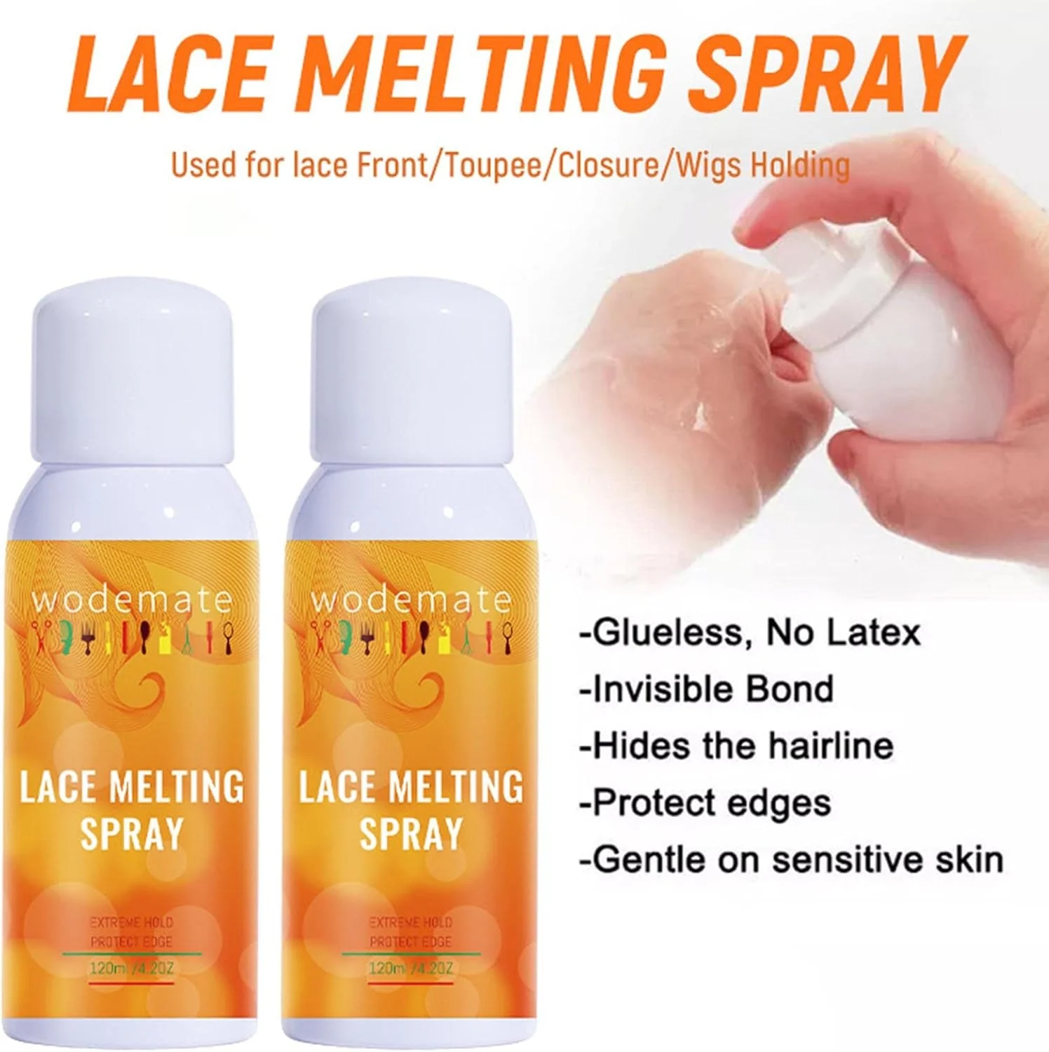 اسپری رنگ توری 5 عددی، اسپری چسب موی توری | اسپری رنگ توری 120 میلی لیتری برای کلاه گیس، موس رنگ توری، اسپری ذوب توری ماندگار برای کلاه گیس، اسپری مو