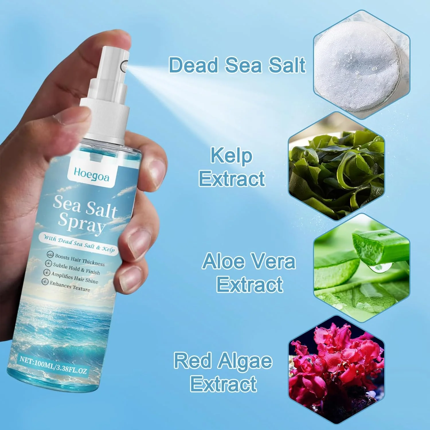 اسپری نمک دریا برای مو | افزایش دهنده بافت و حجم برای آقایان و بانوان | فرمول طبیعی برای انواع مو