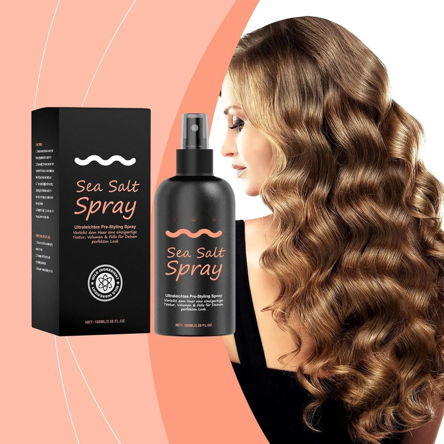 اسپری نمک دریا برای ایجاد بافت و حجم در مو، افزایش ضخامت و درخشش برای موهای نازک یا موج دار، اسپری بافت دهنده طبیعی حاوی جلبک دریایی برای آقایان و بانوان - 100 میلی لیتر