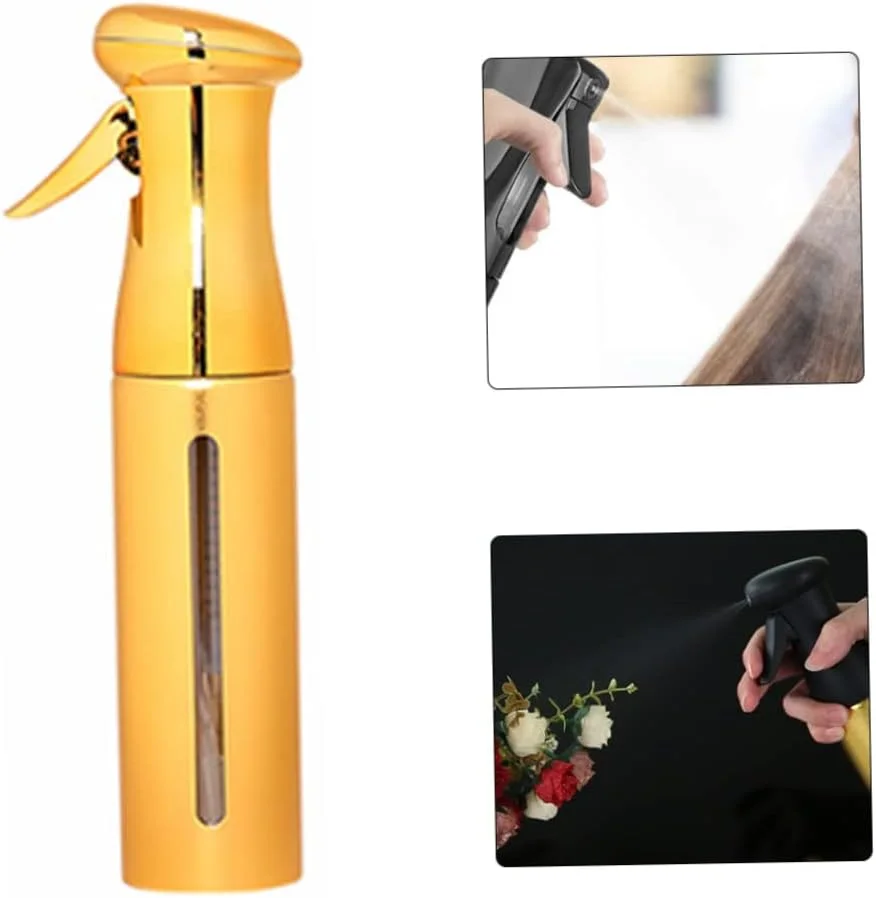 بطری اسپری آب آرایشگاهی، بطری اسپری مو، بطری خالی با مه پاش ریز برای حالت دادن به مو، بطری طلایی