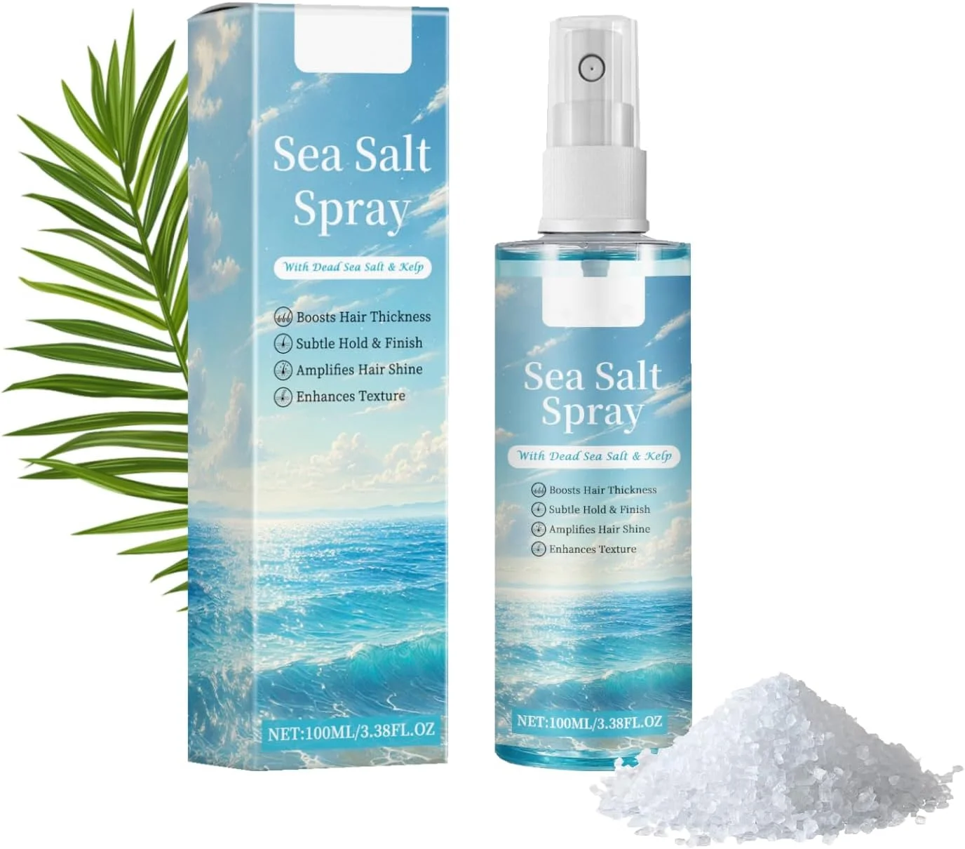 اسپری نمک دریا برای مو، افزایش دهنده بافت و حجم برای آقایان و بانوان، اسپری موج طبیعی ساحلی برای انواع مو