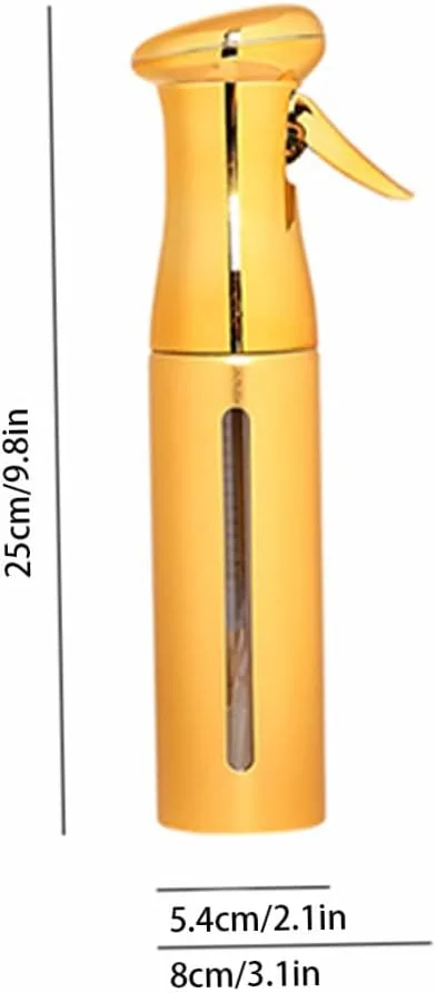بطری اسپری آب آرایشگاهی، بطری اسپری مو، بطری خالی با مه پاش ریز برای حالت دادن به مو، بطری طلایی