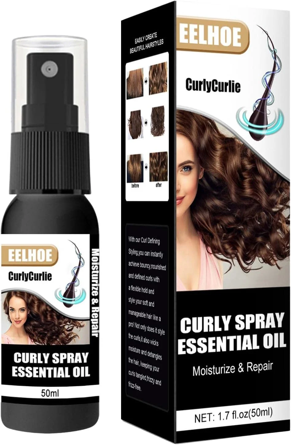 اسپری موی فرفری | تقویت کننده فوق العاده فر کننده مو، تقویت کننده فوق العاده تعریف کننده فر برای موهای صاف و ضد وز، کرم تعریف کننده فر برای انواع فر، بدون سولفات