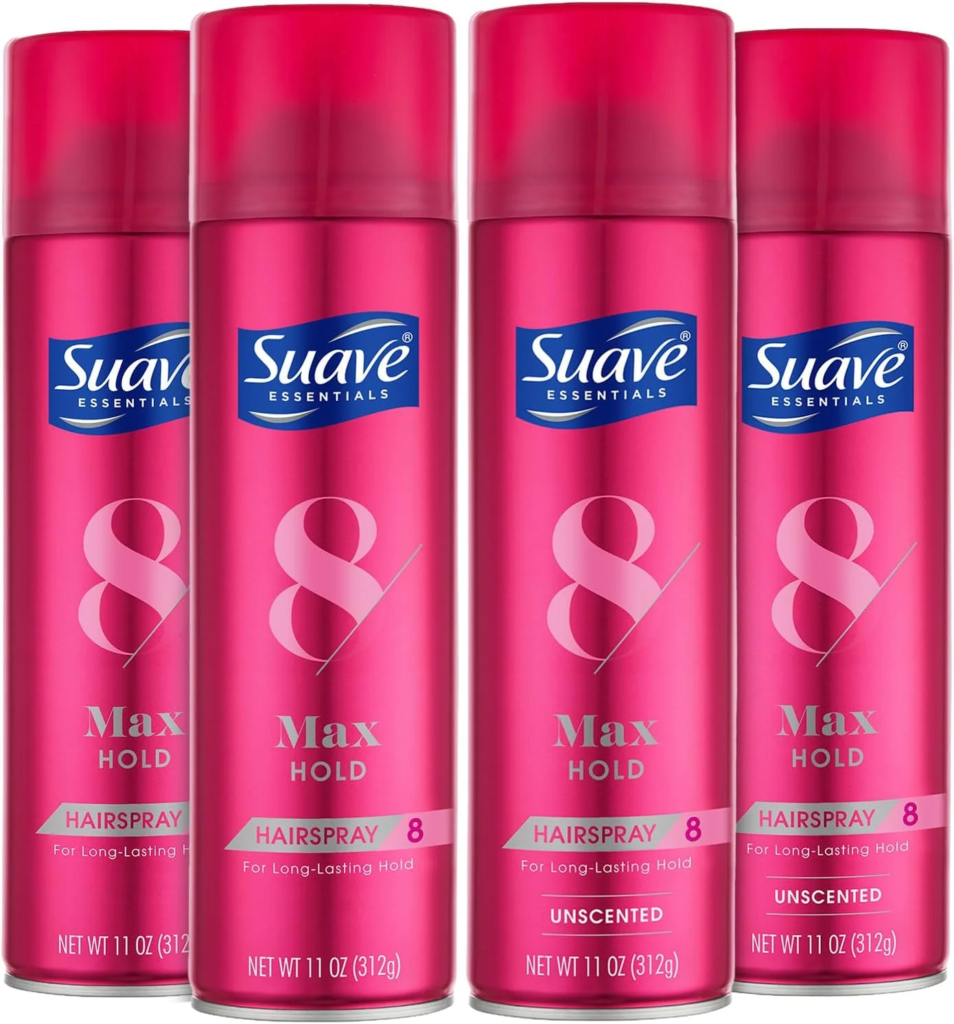 اسپری مو Suave، بسته نگهدارنده قوی - اسپری مو معطر + بدون عطر، 311 گرم (مجموعه 4 عددی)