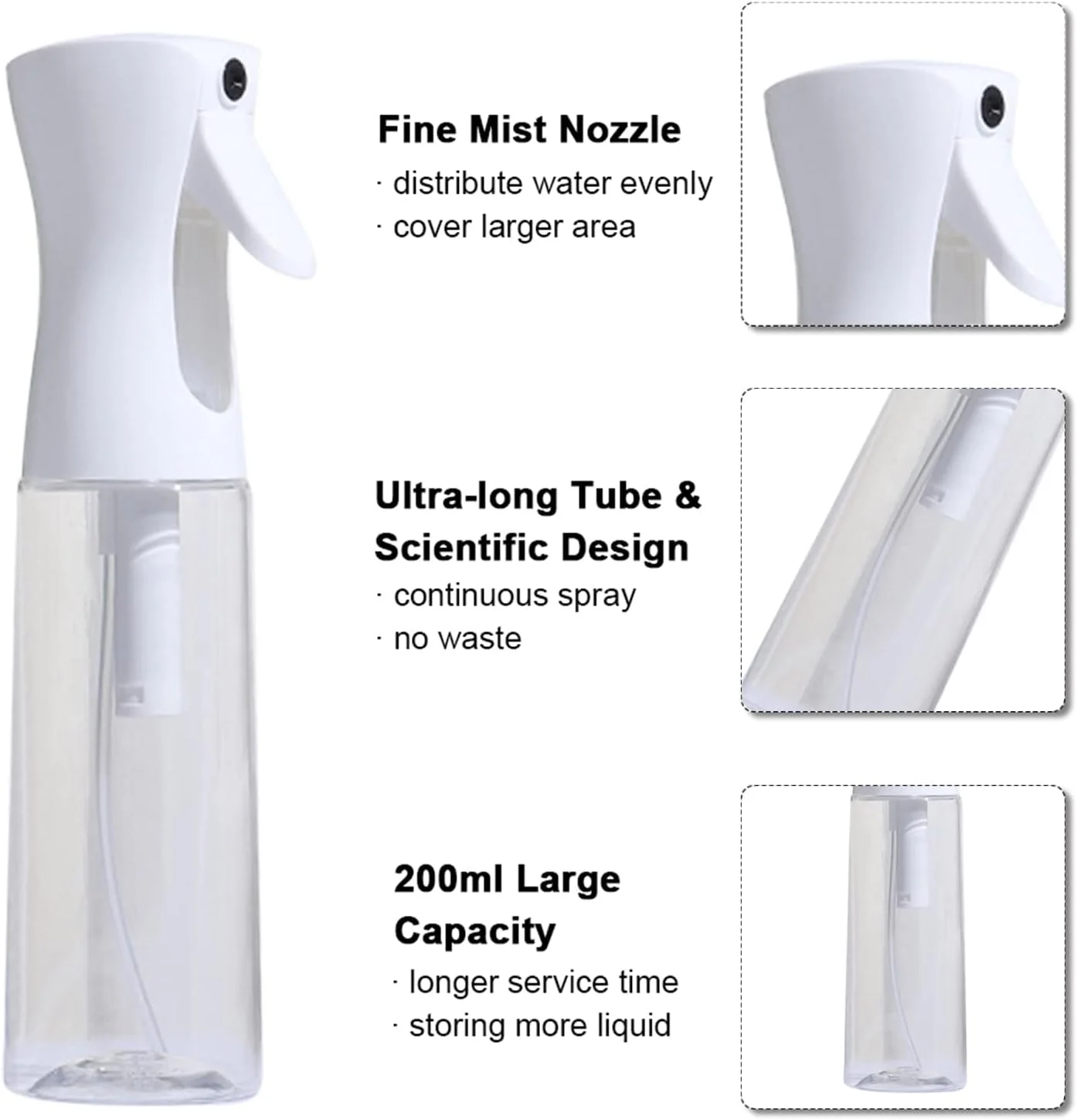 بطری اسپری سانین 500 میلی لیتر، بطری خالی اسپری مو، ابزار مو، اسپری آب برای حالت دادن مو در خانه و سالن، بطری خالی چند منظوره برای گیاهان، حیوانات خانگی، نظافت منزل