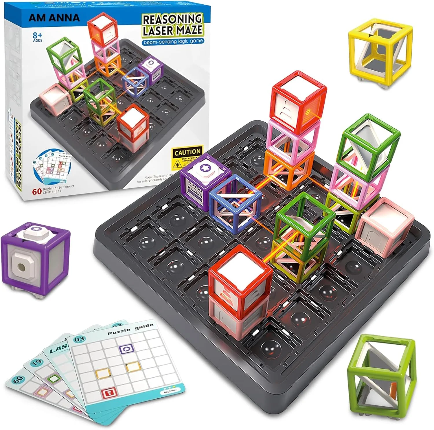 بازی فکری لیزری AM ANNA، اسباب بازی STEM نهایی برای پسران 8 تا 12 سال، بازی منطقی با بیش از 60 چالش، تقویت برنامه ریزی فضایی و اکتشاف علمی، هدیه تولد عالی برای پسران 8 تا 12 ساله