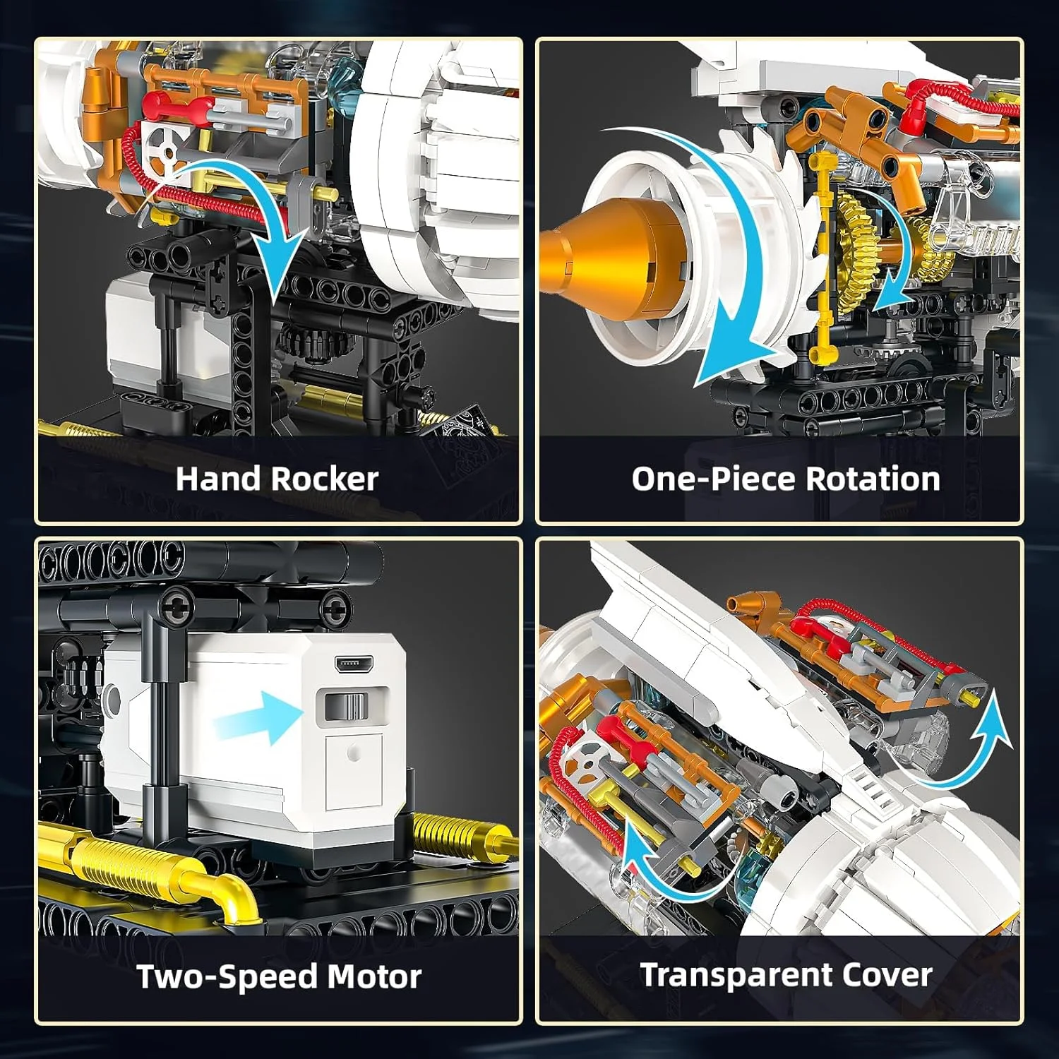 کیت ساخت موتور هواپیما برای بزرگسالان، مدل مینی موتور STEM با موتور و هندل دستی، ست برای پسران 8-14 سال، ایده هدیه برای کودکان و نوجوانان (635 قطعه)