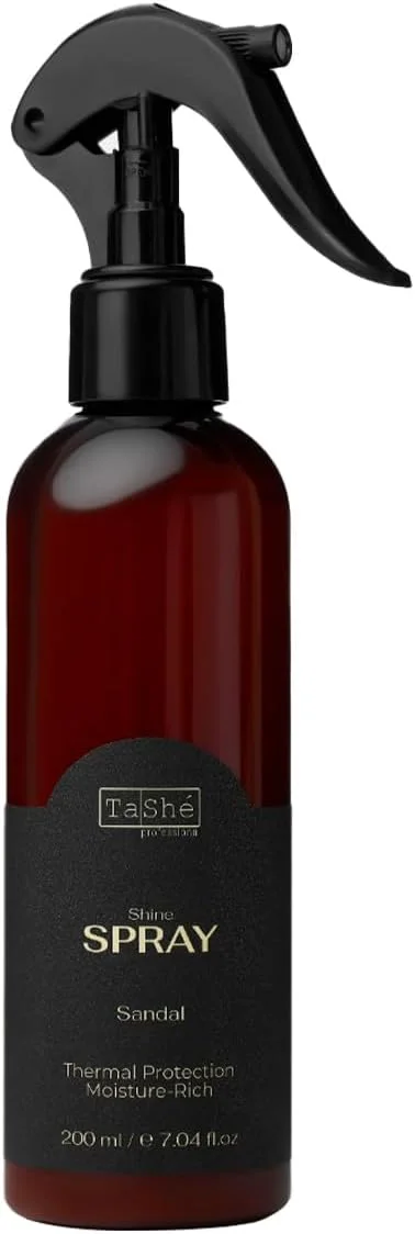 اسپری محافظ حرارتی تاشه – محافظت حرارتی تا 230 درجه سانتیگراد | حاوی کراتین و روغن آرگان | ضد وز و محافظت در برابر اشعه ماوراء بنفش – رایحه صندل – 200 میلی لیتر