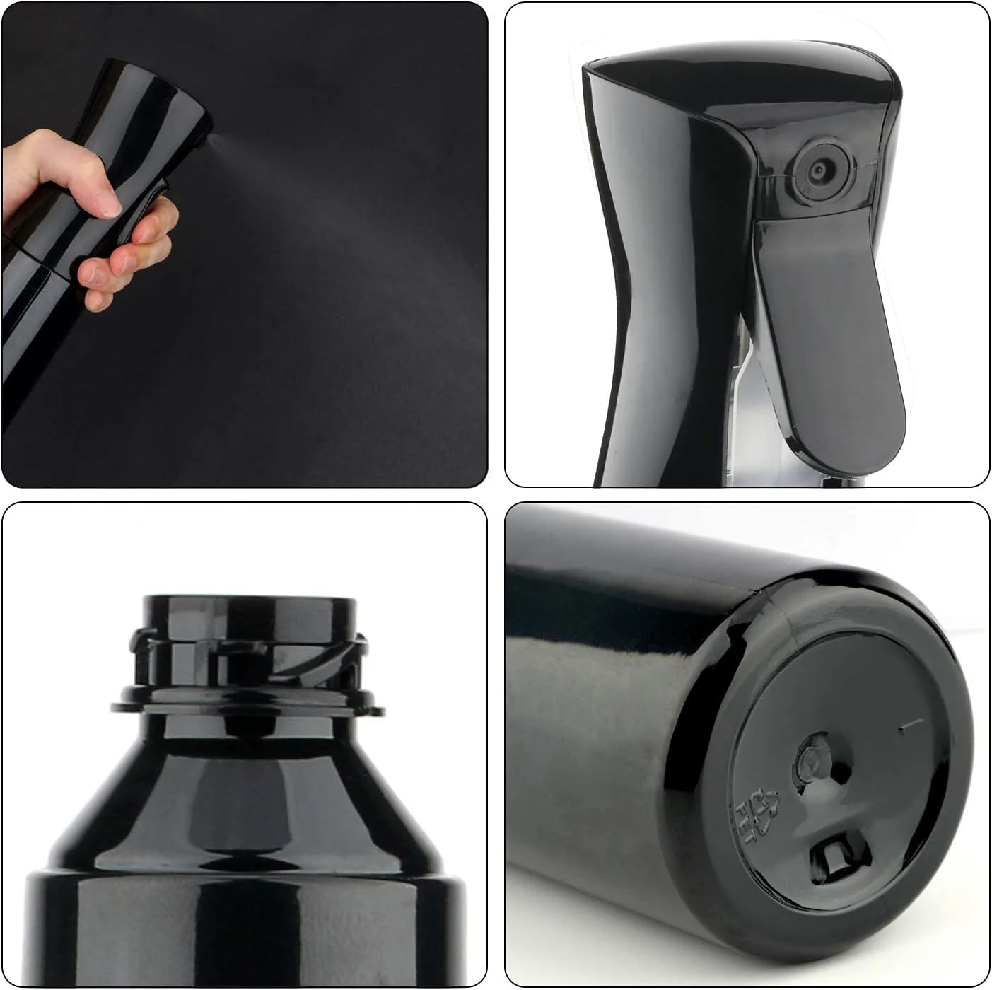 دو عدد بطری اسپری مه پاش اِچ تِنگهودا برای آرایشگری، ابزار حالت دهی مو، بطری اسپری مو سالنی، ابزار آرایشگری (300 میلی لیتر + 150 میلی لیتر) - مشکی