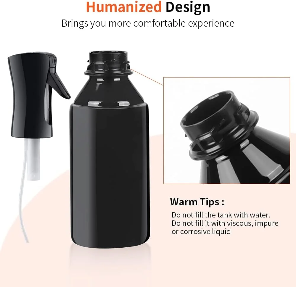 دو عدد بطری اسپری مه پاش اِچ تِنگهودا برای آرایشگری، ابزار حالت دهی مو، بطری اسپری مو سالنی، ابزار آرایشگری (300 میلی لیتر + 150 میلی لیتر) - مشکی