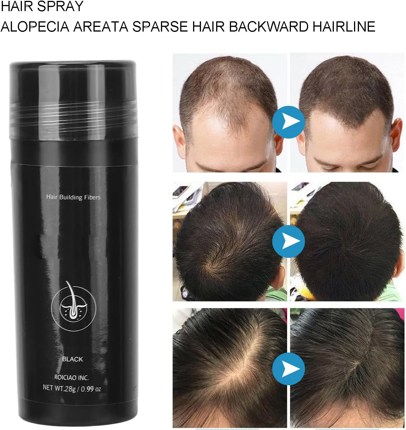 اسپری پرپشت کننده مو برای پرپشت کردن فوری موهای کم پشت 28 گرمی (مشکی)