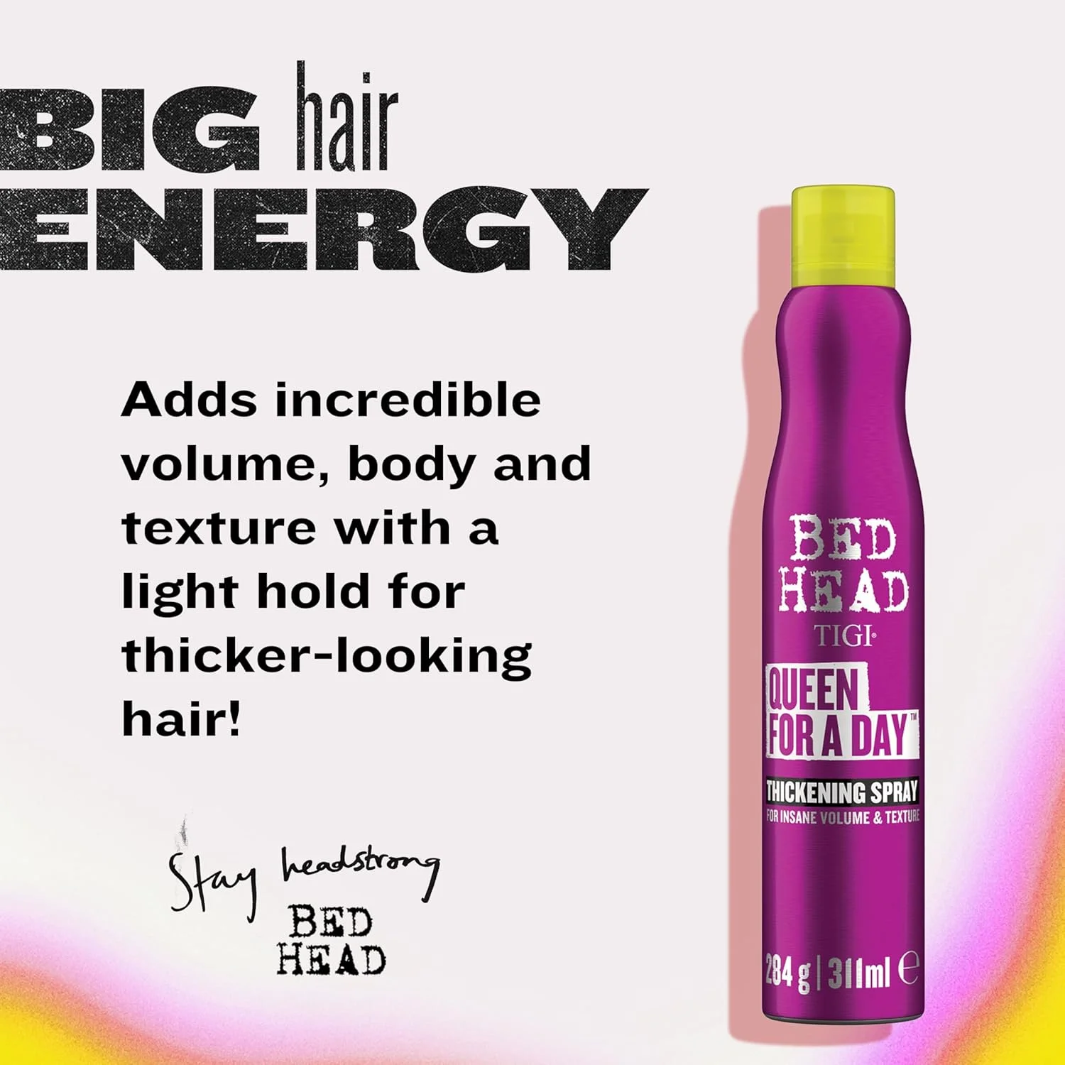 اسپری حجم دهنده مو Bed Head by TIGI Queen For A Day، اسپری بافت دهنده مو، اسپری ضخیم کننده مو برای موهای نازک و کم حجم - 311 میلی لیتر