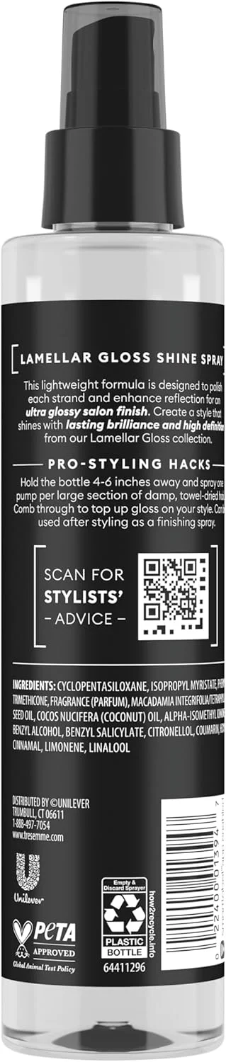 اسپری براق کننده مو TRESemmé Lamellar، درخشش فوق العاده و ماندگار، 180 میلی لیتر اسپری براق کننده مو TRESemmé Lamellar، درخشش فوق العاده و ماندگار، 180 میلی لیتر