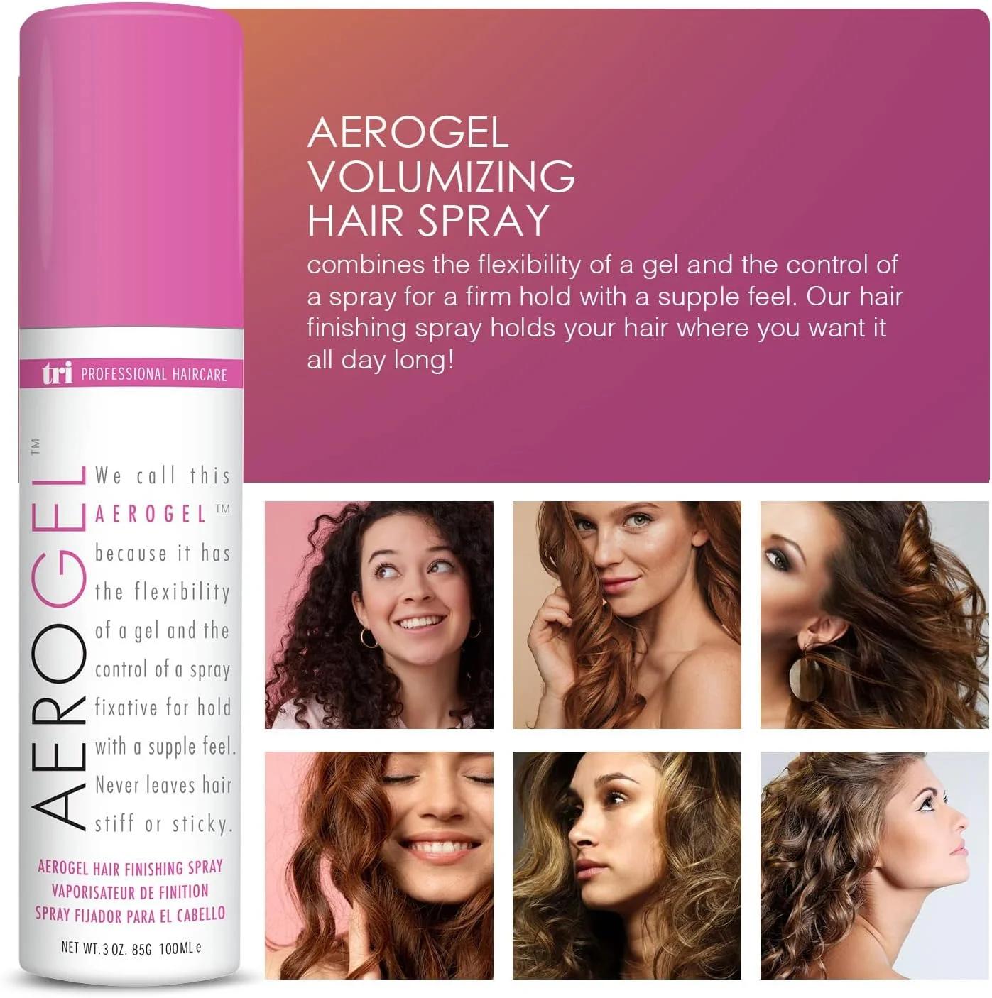 اسپری حالت دهنده مو ترای دیزاین Tri Aerogel، حجم 85 گرم - 2 عدد