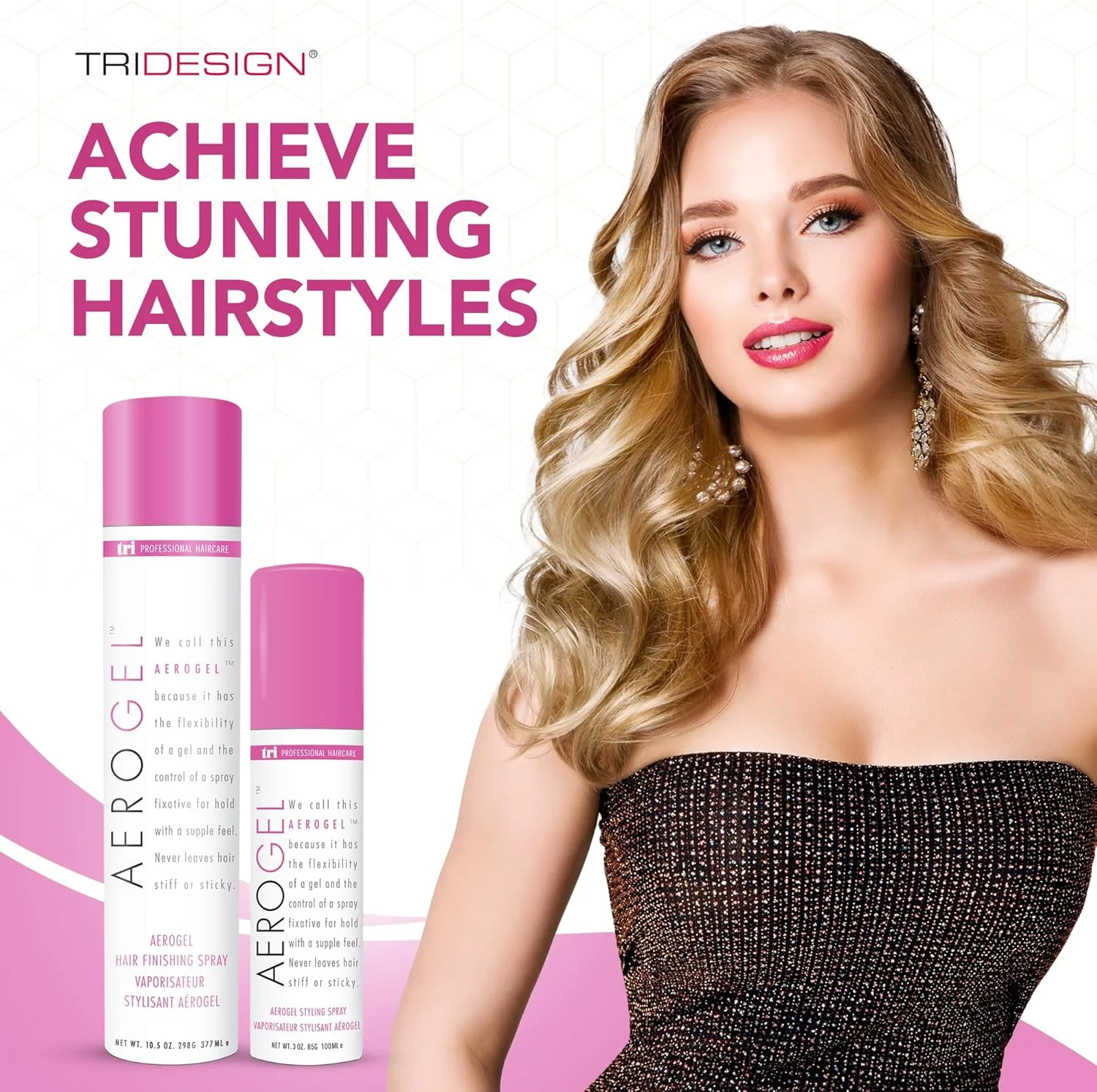 اسپری حالت دهنده مو TRIDESIGN Aerogel، بسته 300 و 90 میلی لیتری