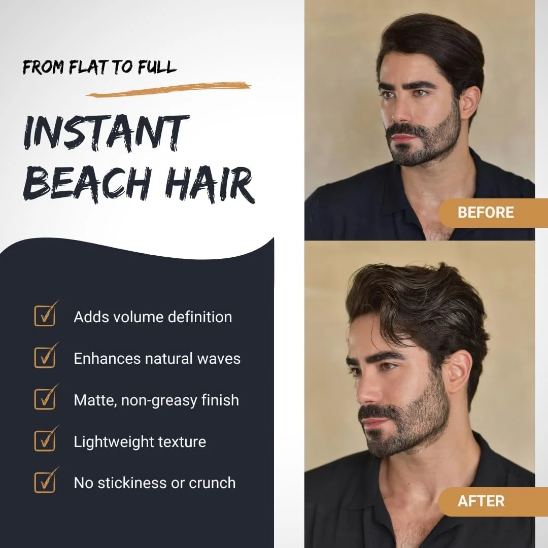 اسپری نمک دریایی مردانه ترایبال چمپ 250 میلی لیتر - اسپری موی نمک دریایی برای حجم دهی، ضخیم کردن و بافت دادن به انواع مو - نگهدارنده قوی، طبیعی، غیر سمی و بدون الکل