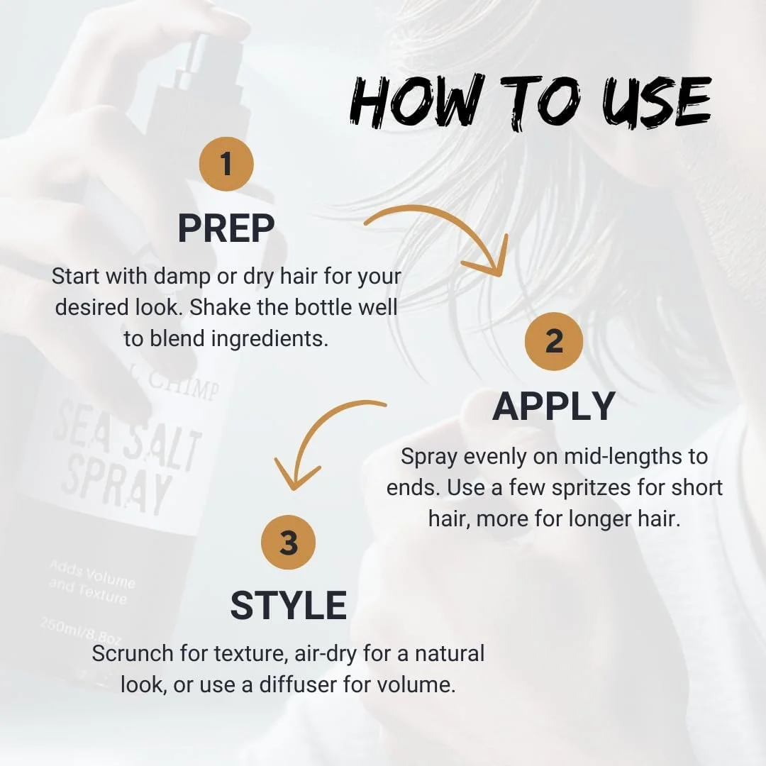 اسپری نمک دریایی مردانه ترایبال چمپ 250 میلی لیتر - اسپری موی نمک دریایی برای حجم دهی، ضخیم کردن و بافت دادن به انواع مو - نگهدارنده قوی، طبیعی، غیر سمی و بدون الکل