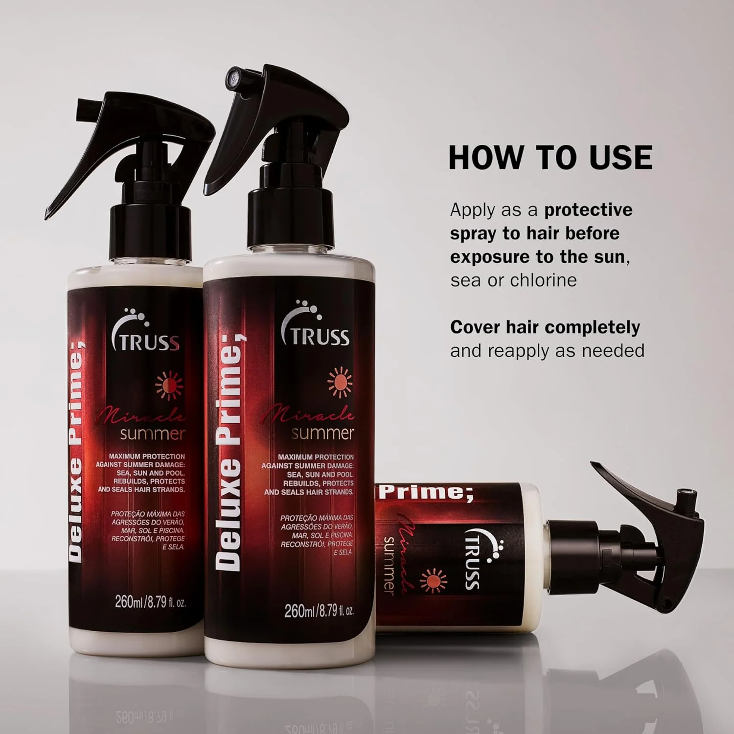 اسپری محافظ موی تابستانی تراس دلوکس پرایم - محافظت از مو در برابر آسیب های ناشی از آفتاب، دریا و استخر - ترمیم، محافظت و مهر و موم کردن تارهای مو و افزایش درخشش (260 میل)