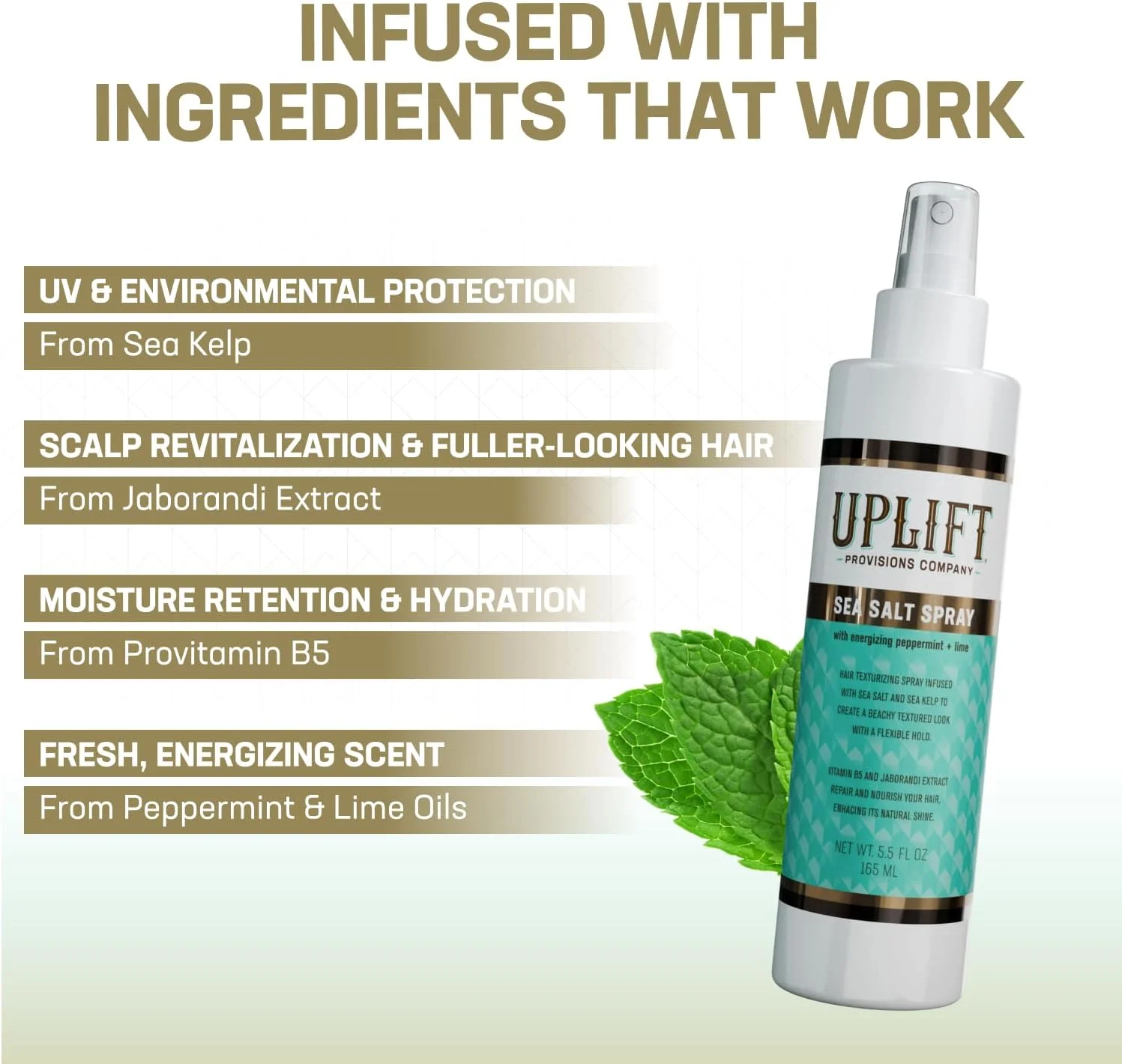 اسپری نمک دریایی آپلیفت پروویژنز کمپانی - اسپری بافت دهنده چند منظوره مو برای دستیابی به امواج ساحلی بی نقص، تقویت موهای فر یا افزایش حجم در تارهای نازک یا کم پشت - 165 میلی لیتر