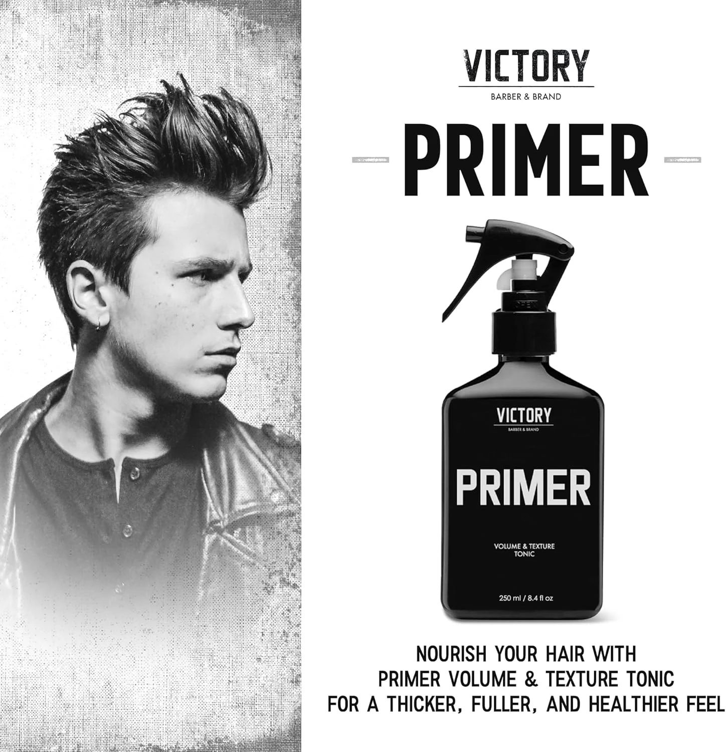 اسپری نمک دریایی مو Victory Barber & Brand PRIMER | اسپری ضخیم کننده مو ساخت آمریکا | اسپری بافت دهنده مو برای آقایان و بانوان | اسپری بافت دهنده مو برای داشتن موهایی ضخیم تر، پرپشت تر و سالم تر