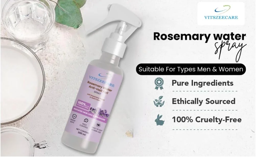 اسپری آب رزماری 200 میلی لیتر برای مو، درخشان کننده و تقویت کننده مو، مناسب برای انواع مو، آقایان و بانوان