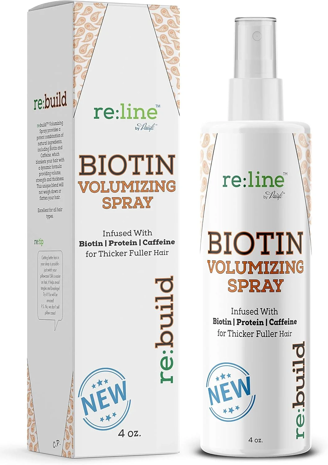 اسپری حجم دهنده بیوتین برای ضخیم کردن مو، اسپری طبیعی بیوتین برای ضخیم کننده مو، اسپری بافت دهنده برای موهای نازک، حجم دهنده مو برای موهای نازک، محصولات رشد مو (اسپری Re:build)