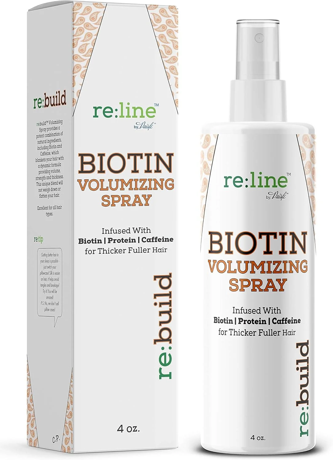 اسپری حجم دهنده بیوتین برای ضخیم کردن مو، اسپری طبیعی بیوتین برای ضخیم کننده مو، اسپری بافت دهنده برای موهای نازک، حجم دهنده مو برای موهای نازک، محصولات رشد مو (اسپری Re:build)