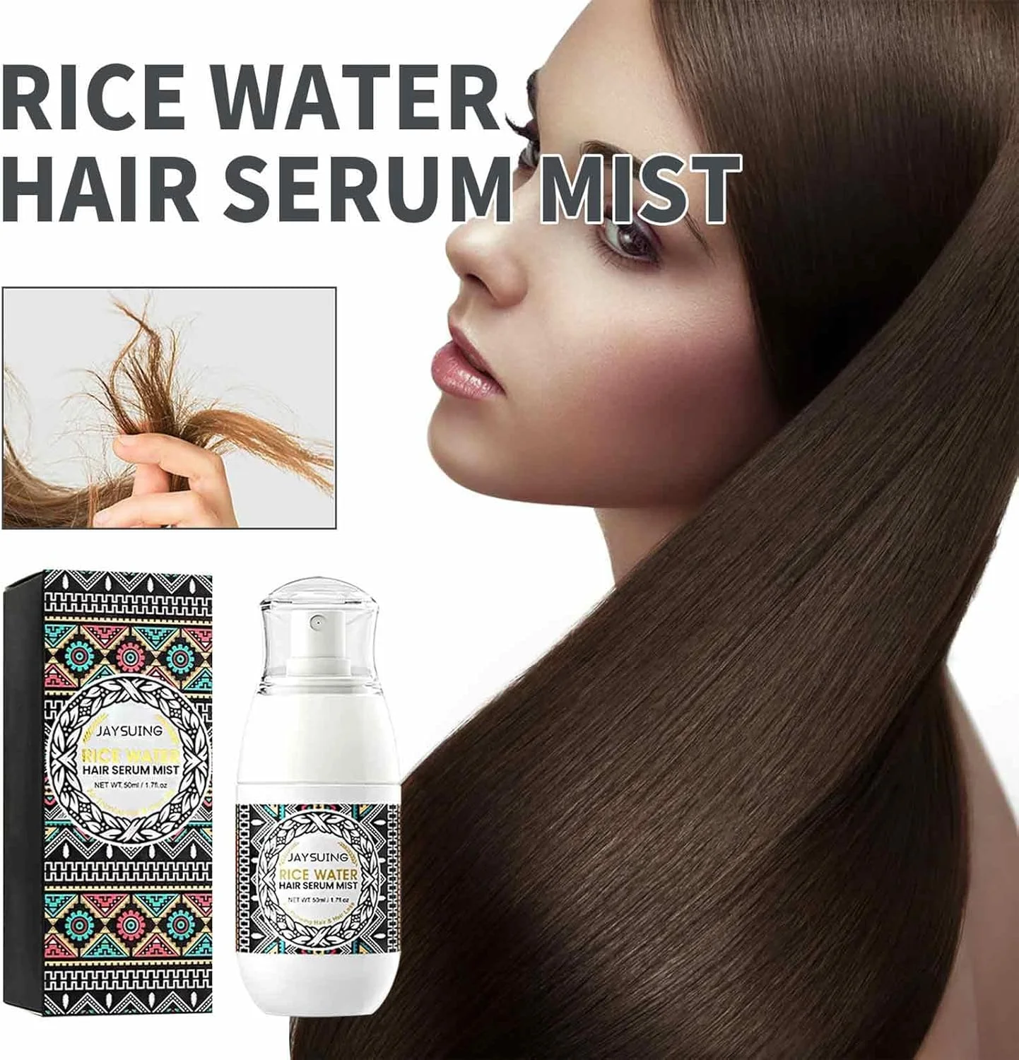 اسپری تقویت کننده مو با عصاره آب برنج | 50 میلی لیتر، صاف کننده مو، تقویت کننده و مغذی مو، مناسب برای موهای آسیب دیده، فر و رنگ شده