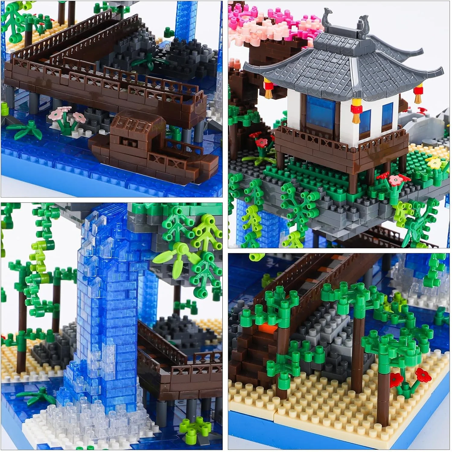 مجموعه بلوک ساختمانی خانه درختی بونسای شکوفه گیلاس، اسباب بازی پازل معماری مینیاتوری چینی برای کودکان و بزرگسالان، کیت مدل آموزشی DIY مجموعه بلوک ساختمانی خانه درختی بونسای شکوفه گیلاس، اسباب بازی پازل معماری مینیاتوری چینی برای کودکان و بزرگسالان، کیت مدل آموزشی DIY