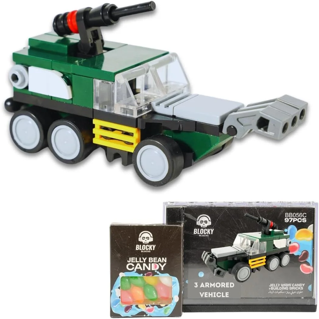 مجموعه های ساخت وسایل نقلیه BLOCKY BLOCKS - کیت ساخت کامیون زرهی - اسباب بازی های ساختنی برای کودکان 6-12 ساله مدل های اسباب بازی کامیون زرهی با آبنبات ژله ای مجموعه های ساخت وسایل نقلیه BLOCKY BLOCKS - کیت ساخت کامیون زرهی - اسباب بازی های ساختنی برای کودکان 6-12 ساله مدل های اسباب بازی کامیون زرهی با آبنبات ژله ای