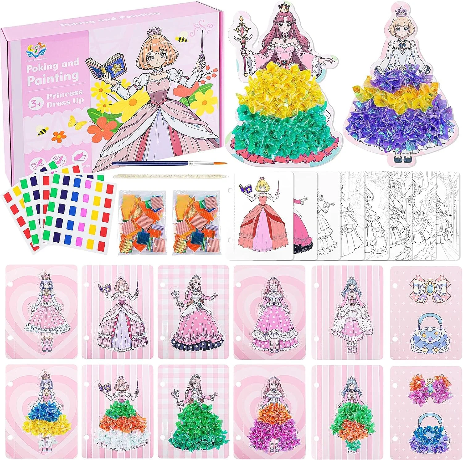 اسباب بازی های هنری پوک، 41 تکه کیت کاردستی برای کودکان، نقاشی سه بعدی کارتونی تغییر لباس پرنسس، هنر پارچه ای برای سنین 4-12 سال، اسباب بازی های آموزشی اسباب بازی های هنری پوک، 41 تکه کیت کاردستی برای کودکان، نقاشی سه بعدی کارتونی تغییر لباس پرنسس، هنر پارچه ای برای سنین 4-12 سال، اسباب بازی های آموزشی