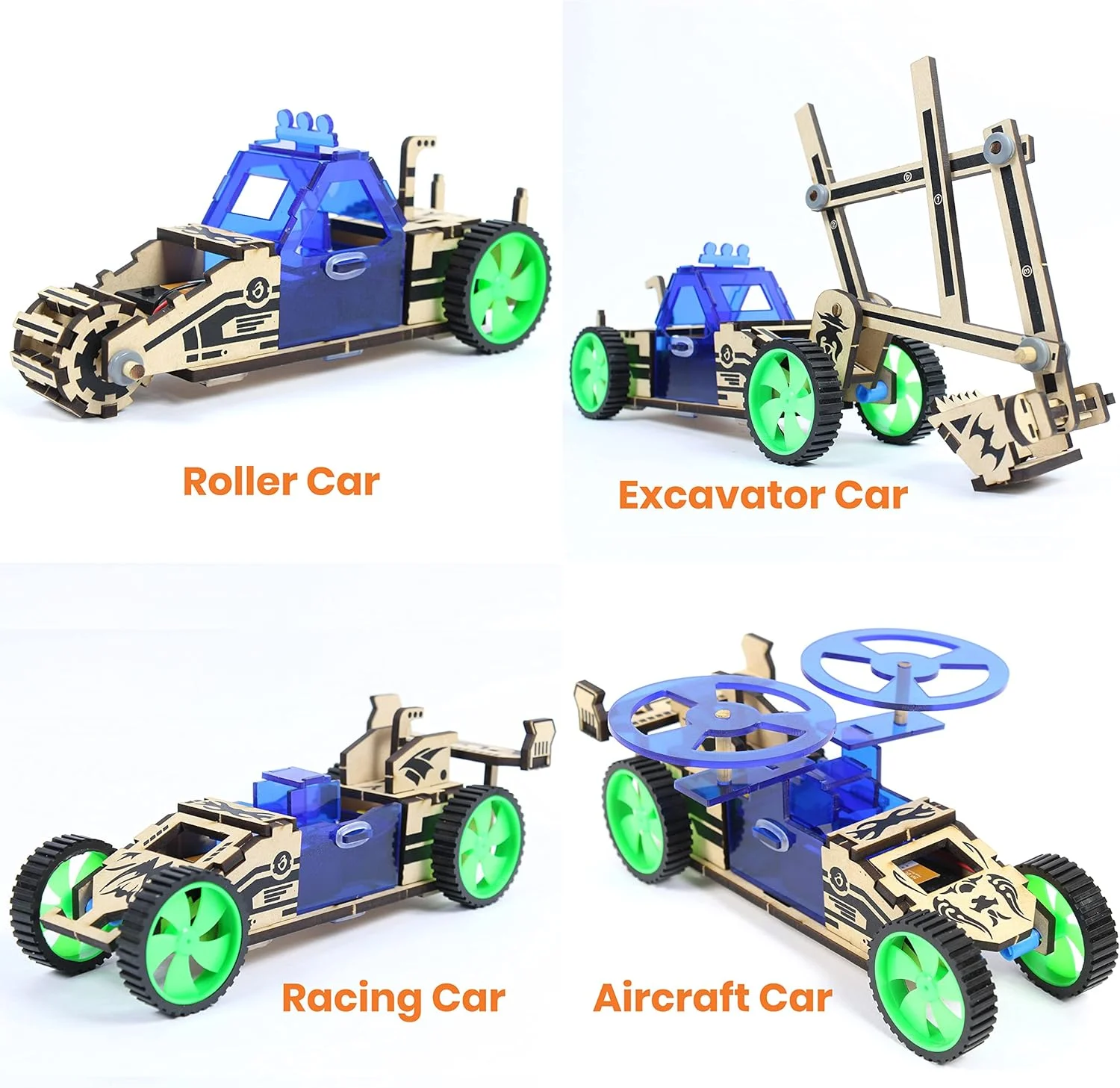 پروانه EduFields ست 4 در 1 مدل ماشین های مکانیکی چوبی، مجموعه مهندسی ساخت و ساز موتوری، پازل های ساختمانی سه بعدی، اسباب بازی های آموزشی DIY STEM پروانه EduFields ست 4 در 1 مدل ماشین های مکانیکی چوبی، مجموعه مهندسی ساخت و ساز موتوری، پازل های ساختمانی سه بعدی، اسباب بازی های آموزشی DIY STEM
