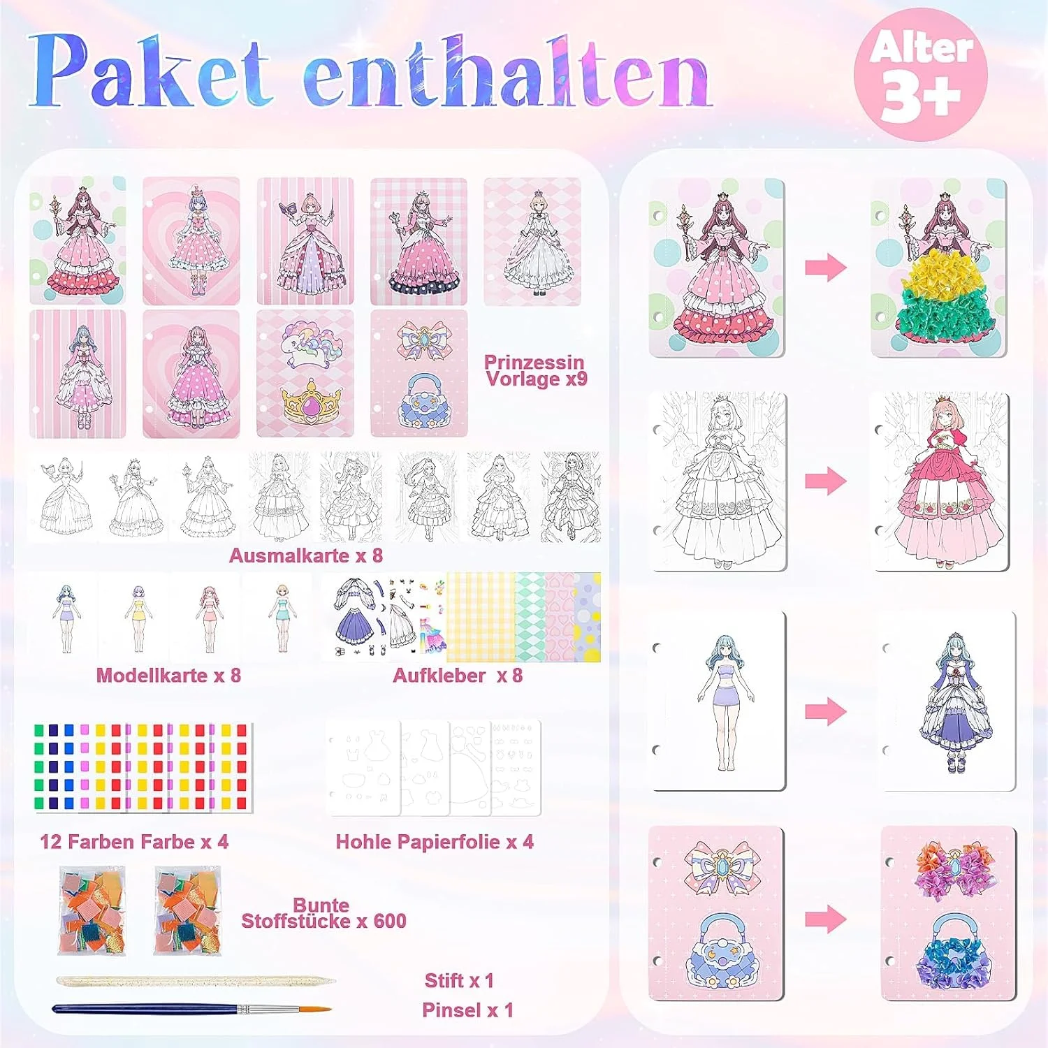 اسباب بازی های هنری پوک، 41 تکه کیت کاردستی برای کودکان، نقاشی سه بعدی کارتونی تغییر لباس پرنسس، هنر پارچه ای برای سنین 4-12 سال، اسباب بازی های آموزشی اسباب بازی های هنری پوک، 41 تکه کیت کاردستی برای کودکان، نقاشی سه بعدی کارتونی تغییر لباس پرنسس، هنر پارچه ای برای سنین 4-12 سال، اسباب بازی های آموزشی