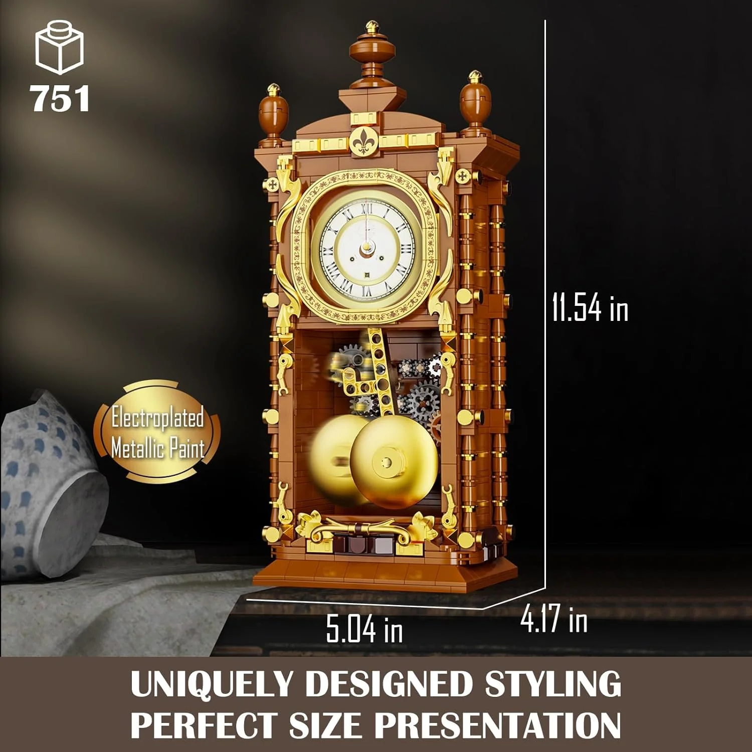 مجموعه بلوک های ساخت ساعت پاندولی رترو، ساعت پاندولی قدیمی با مدل مکانیزم کاربردی، 751 قطعه هدیه خلاقانه برای بزرگسالان و کودکان 8 سال به بالا (ساعت کاربردی) مجموعه بلوک های ساخت ساعت پاندولی رترو، ساعت پاندولی قدیمی با مدل مکانیزم کاربردی، 751 قطعه هدیه خلاقانه برای بزرگسالان و کودکان 8 سال به بالا (ساعت کاربردی)