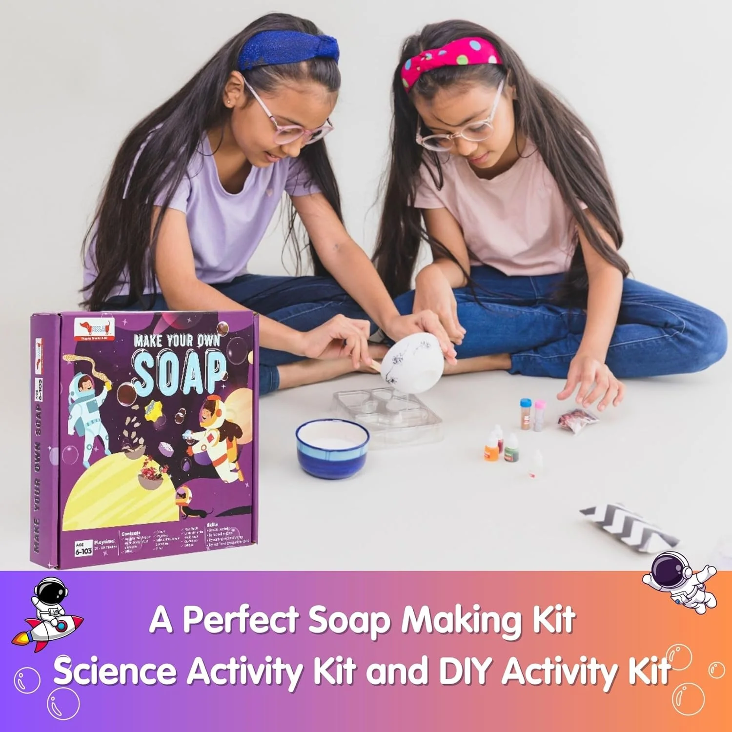 کیت صابون سازی منظومه شمسی CocoMoco برای کودکان، کیت آزمایش علمی با تم فضایی، اسباب بازی آموزشی، کیت فعالیت DIY، مناسب برای پسران و دختران 6 سال به بالا (تم فضایی)