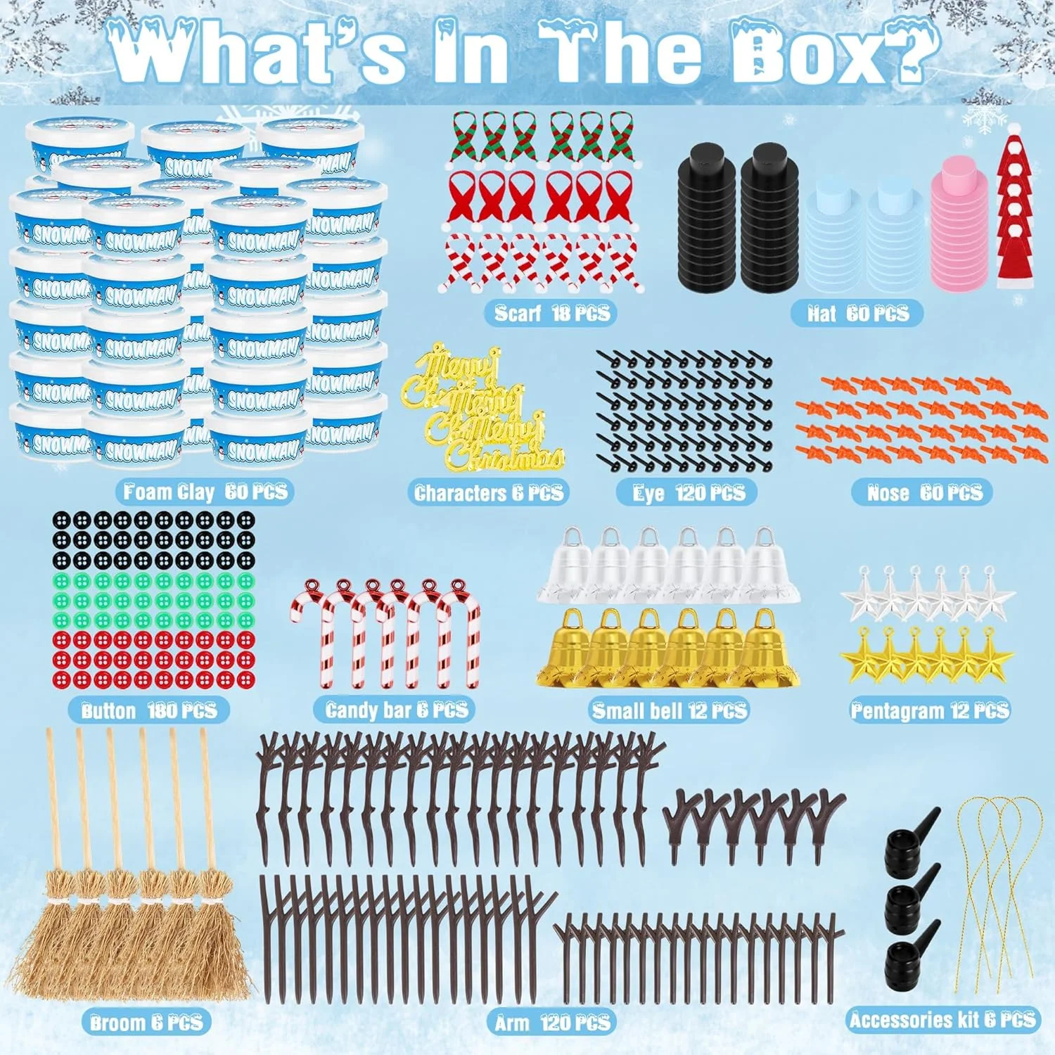 بسته 60 عددی کیت آدم برفی، کاردستی های کریسمس برای کودکان، مجموعه ساخت آدم برفی، خمیر مدل سازی خشک شونده با هوا، فعالیت های کریسمس، لوازم ساخت آدم برفی برای مهمانی مدرسه خانوادگی بسته 60 عددی کیت آدم برفی، کاردستی های کریسمس برای کودکان، مجموعه ساخت آدم برفی، خمیر مدل سازی خشک شونده با هوا، فعالیت های کریسمس، لوازم ساخت آدم برفی برای مهمانی مدرسه خانوادگی