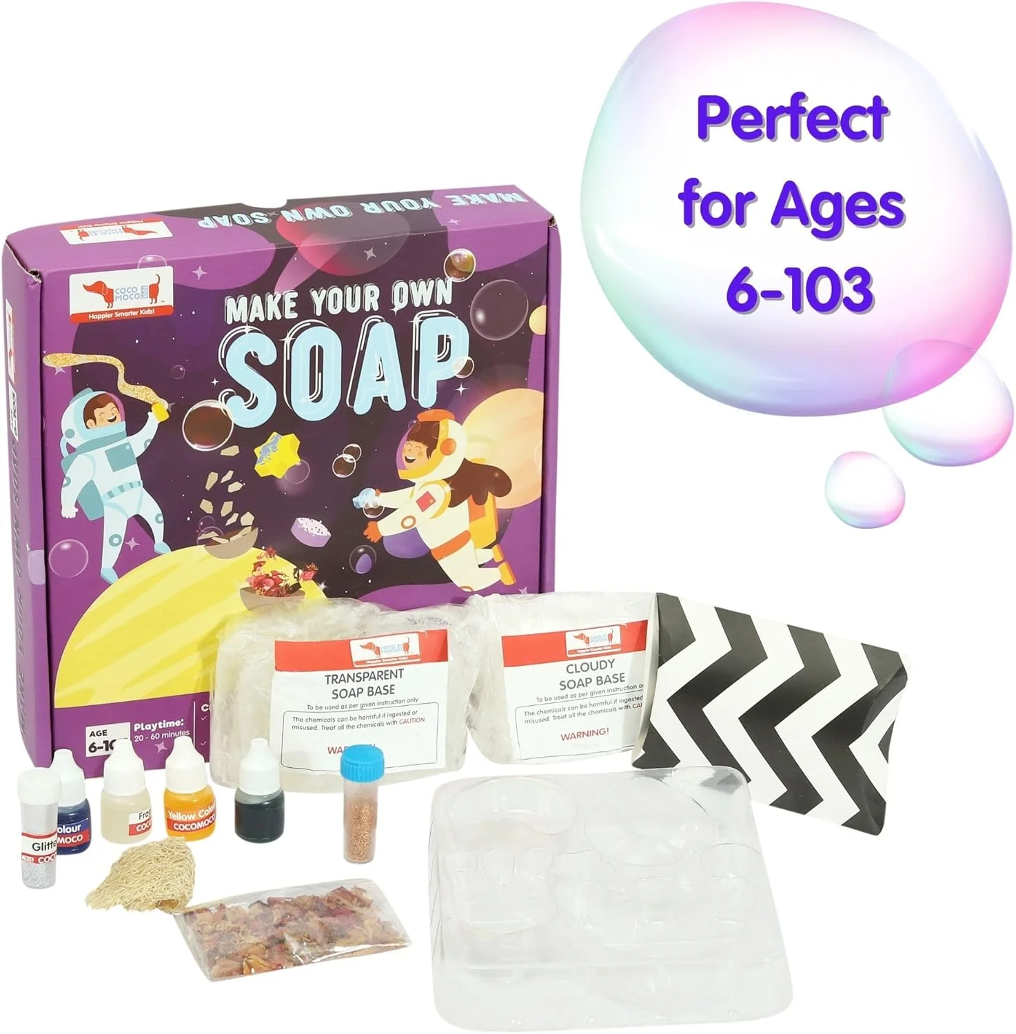 کیت صابون سازی منظومه شمسی CocoMoco برای کودکان، کیت آزمایش علمی با تم فضایی، اسباب بازی آموزشی، کیت فعالیت DIY، مناسب برای پسران و دختران 6 سال به بالا (تم فضایی)