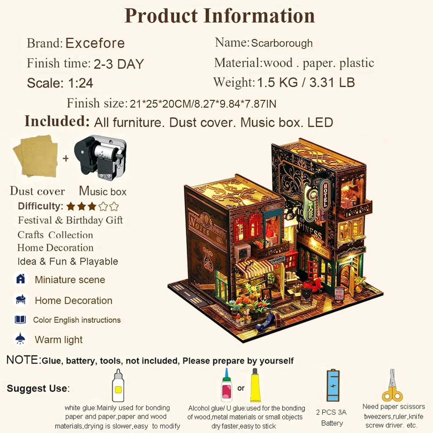 خانه عروسکی مینیاتوری خودساز با مبلمان، کیت خانه جادویی چوبی سه بعدی خودساز به همراه پوشش ضد گرد و غبار و حرکت موسیقی، اتاق خلاقانه برای دوست دختر، همسر، بچه ها، دختران، هدیه تولد، هدیه روز ولنتاین خانه عروسکی مینیاتوری خودساز با مبلمان، کیت خانه جادویی چوبی سه بعدی خودساز به همراه پوشش ضد گرد و غبار و حرکت موسیقی، اتاق خلاقانه برای دوست دختر، همسر، بچه ها، دختران، هدیه تولد، هدیه روز ولنتاین