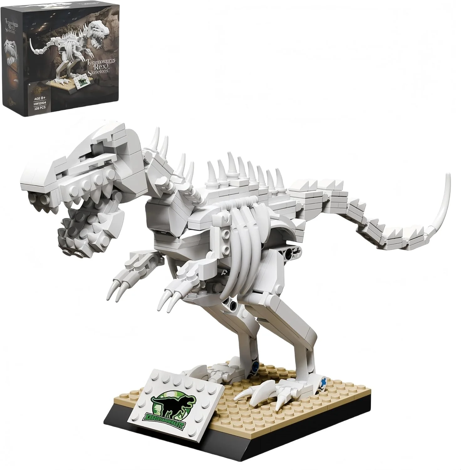 مجموعه بلوک های ساخت اسکلت دایناسور تی-رکس، کیت ساخت استخوان اسکلت دایناسور تیرانوسوروس رکس دوره ژوراسیک، مدل اسباب بازی فسیل ماقبل تاریخ حیوانات برای پسران، کودکان و بزرگسالان (328 قطعه)