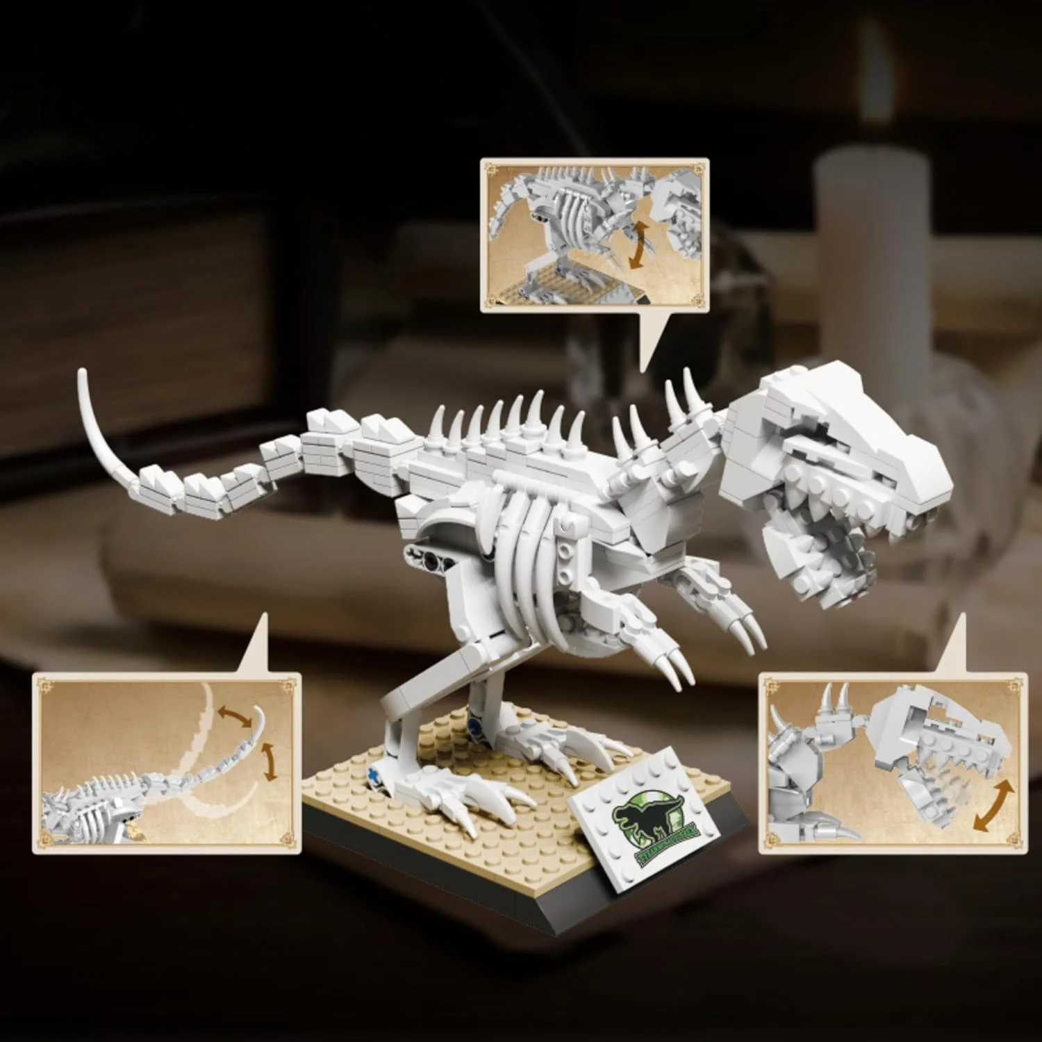 مجموعه بلوک های ساخت اسکلت دایناسور تی-رکس، کیت ساخت استخوان اسکلت دایناسور تیرانوسوروس رکس دوره ژوراسیک، مدل اسباب بازی فسیل ماقبل تاریخ حیوانات برای پسران، کودکان و بزرگسالان (328 قطعه)