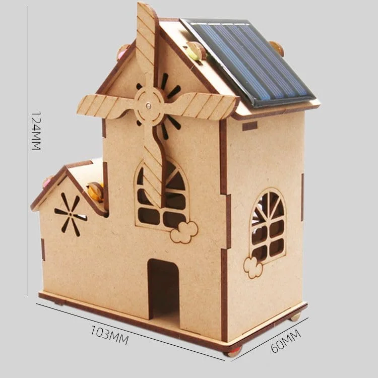 مدل خانه آسیاب بادی خورشیدی، پازل چوبی سه بعدی، کیت آموزشی علوم STEM، مناسب برای کودکان 8 تا 12 سال.