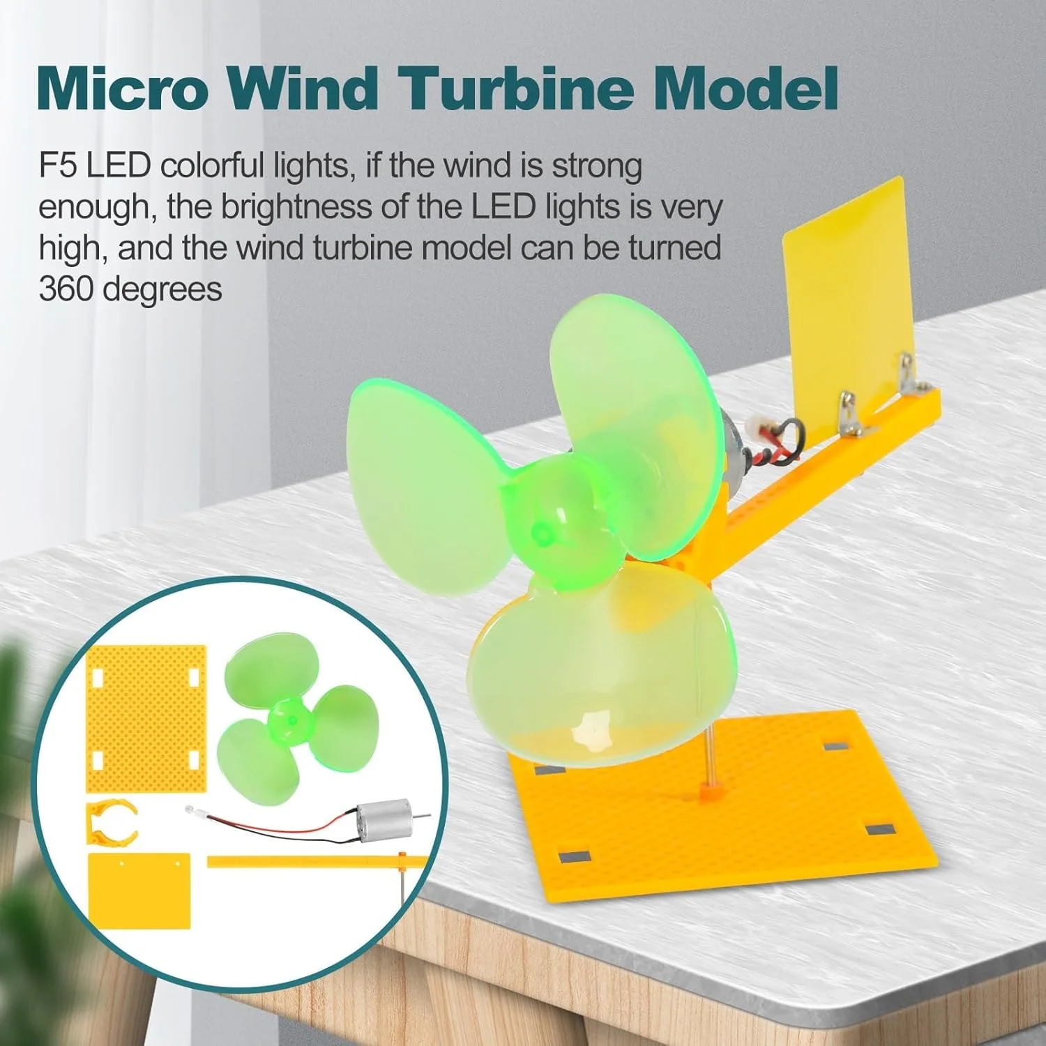 ژنراتور بادی، توربین بادی اسباب بازی فن، مدل کیت آزمایش علمی آموزش میکرو موتور DC با تیغه و نگهدارنده برای پروژه های کوچک برق DIY ژنراتور بادی، توربین بادی اسباب بازی فن، مدل کیت آزمایش علمی آموزش میکرو موتور DC با تیغه و نگهدارنده برای پروژه های کوچک برق DIY